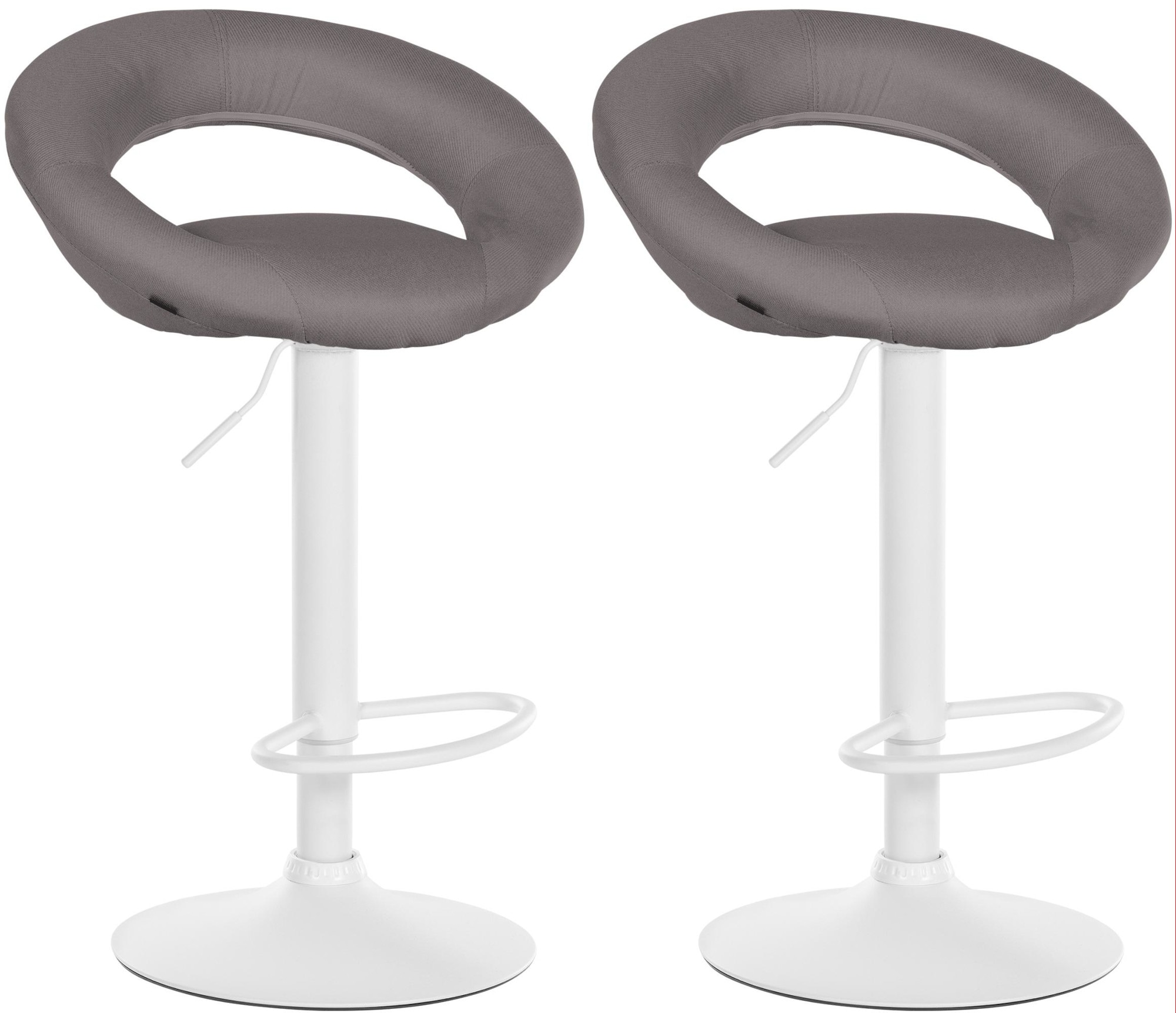 CLP 2er Set Barhocker Olinda Stoffbezug I Barst&uuml;hle h&ouml;henverstellbar und drehbar I Thekenhocker mit R&uuml;ckenlehnen 