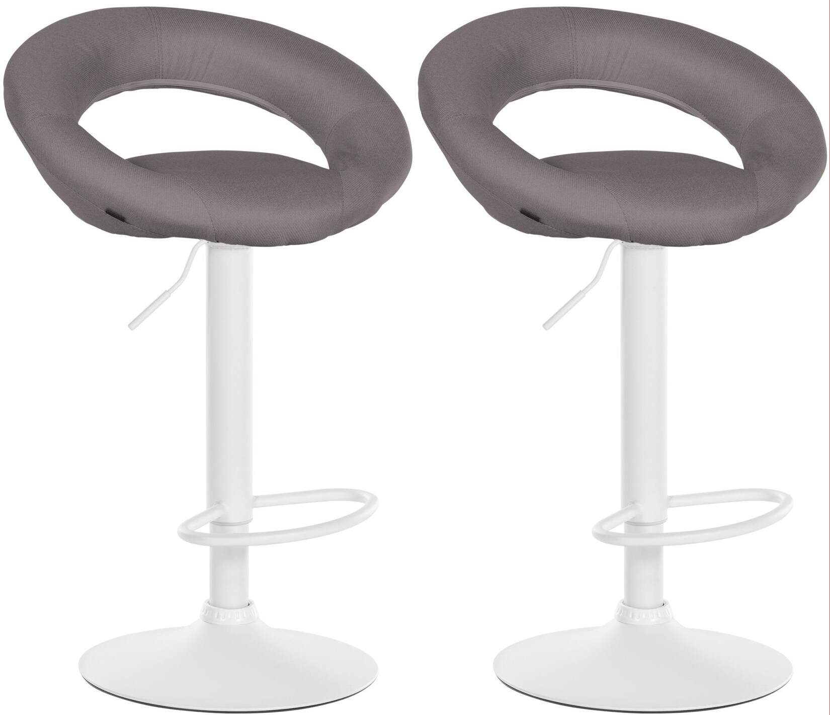 Lot de 2 tabourets de bar Olinda tissu Gris Blanc