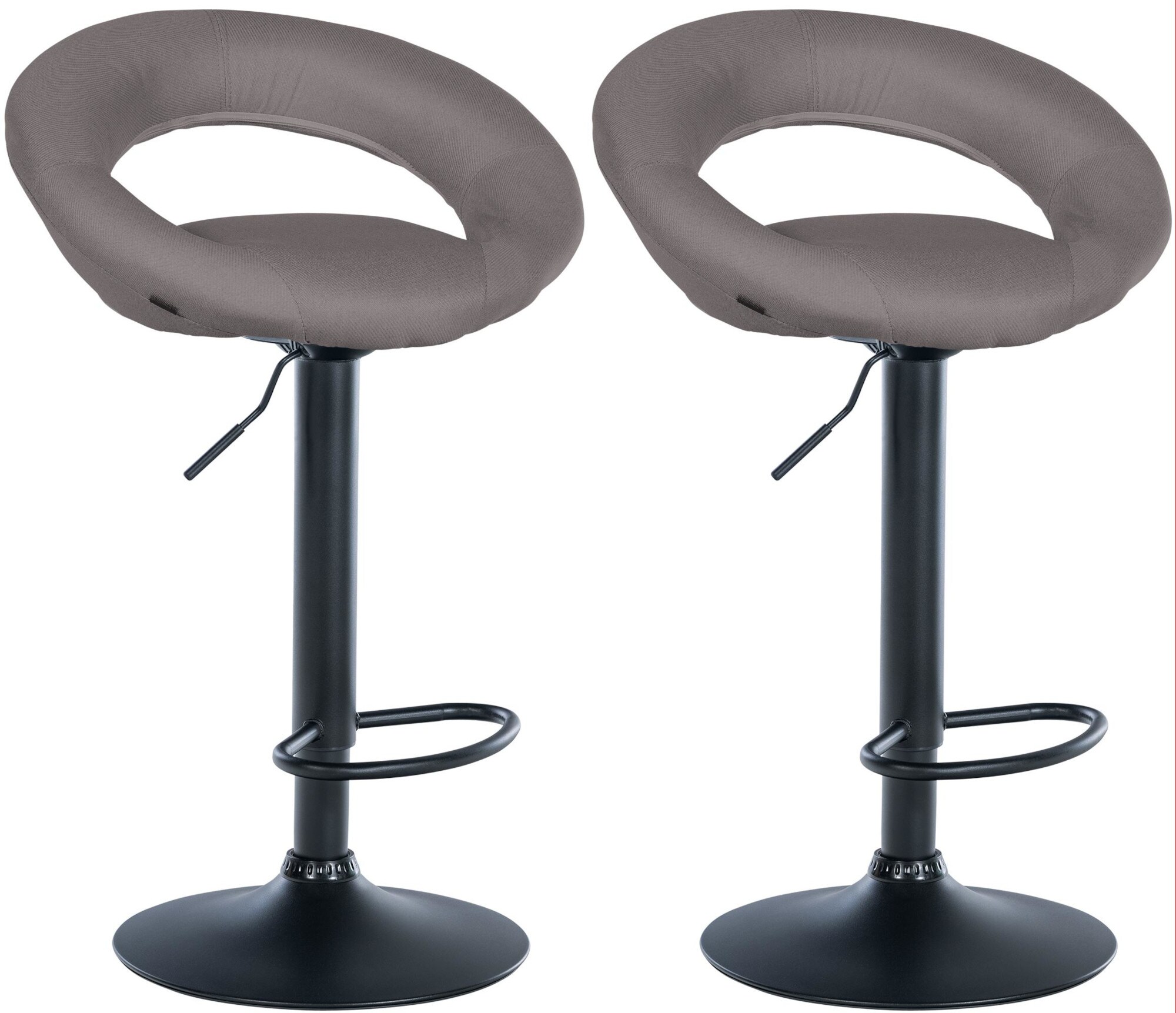 CLP 2er Set Barhocker Olinda Stoffbezug I Barst&uuml;hle h&ouml;henverstellbar und drehbar I Thekenhocker mit R&uuml;ckenlehnen 