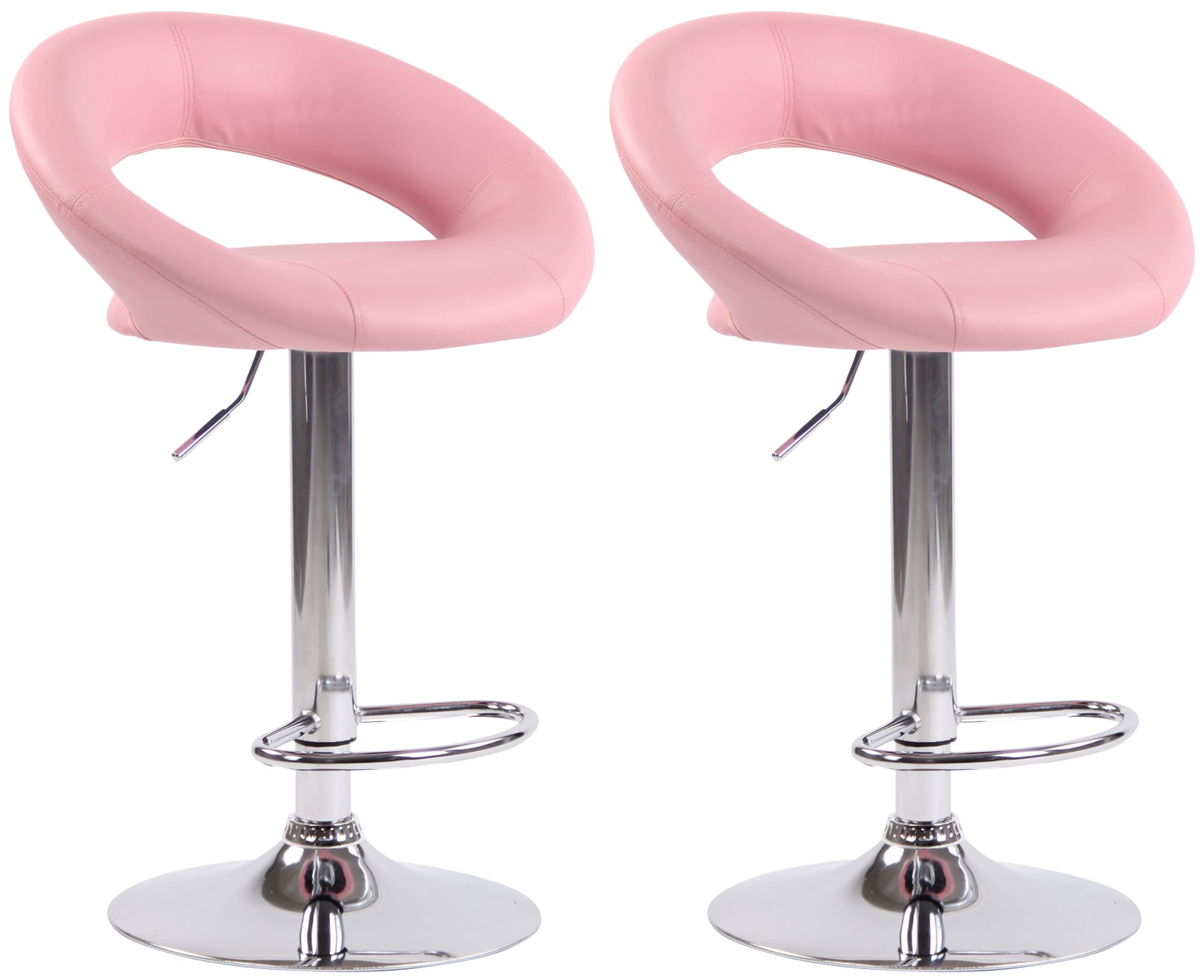 CLP 2er Set Barhocker Olinda Kunstleder chrom - Farbe: pink, Gestellfarbe: chrom 