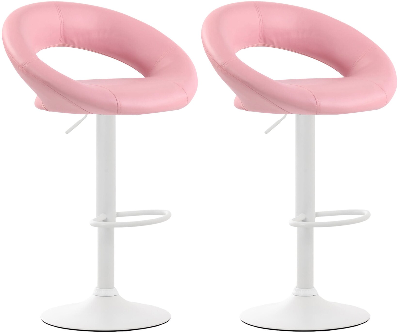 CLP 2er Set Barhocker Olinda Kunstleder weiß - Farbe: pink, Gestellfarbe: weiß