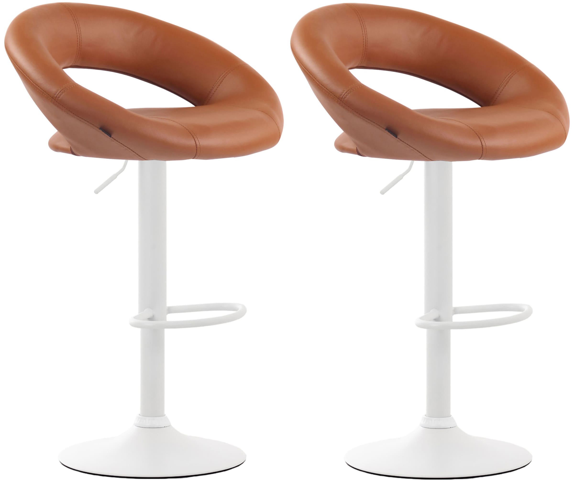 CLP 2er Set Barhocker Olinda Kunstleder I Thekenhocker H&ouml;henverstellbar I Barst&uuml;hle Mit Fu&szlig;st&uuml;tze I Tresenst&uuml;hle Mit Trompetenfu&szlig; Metall 