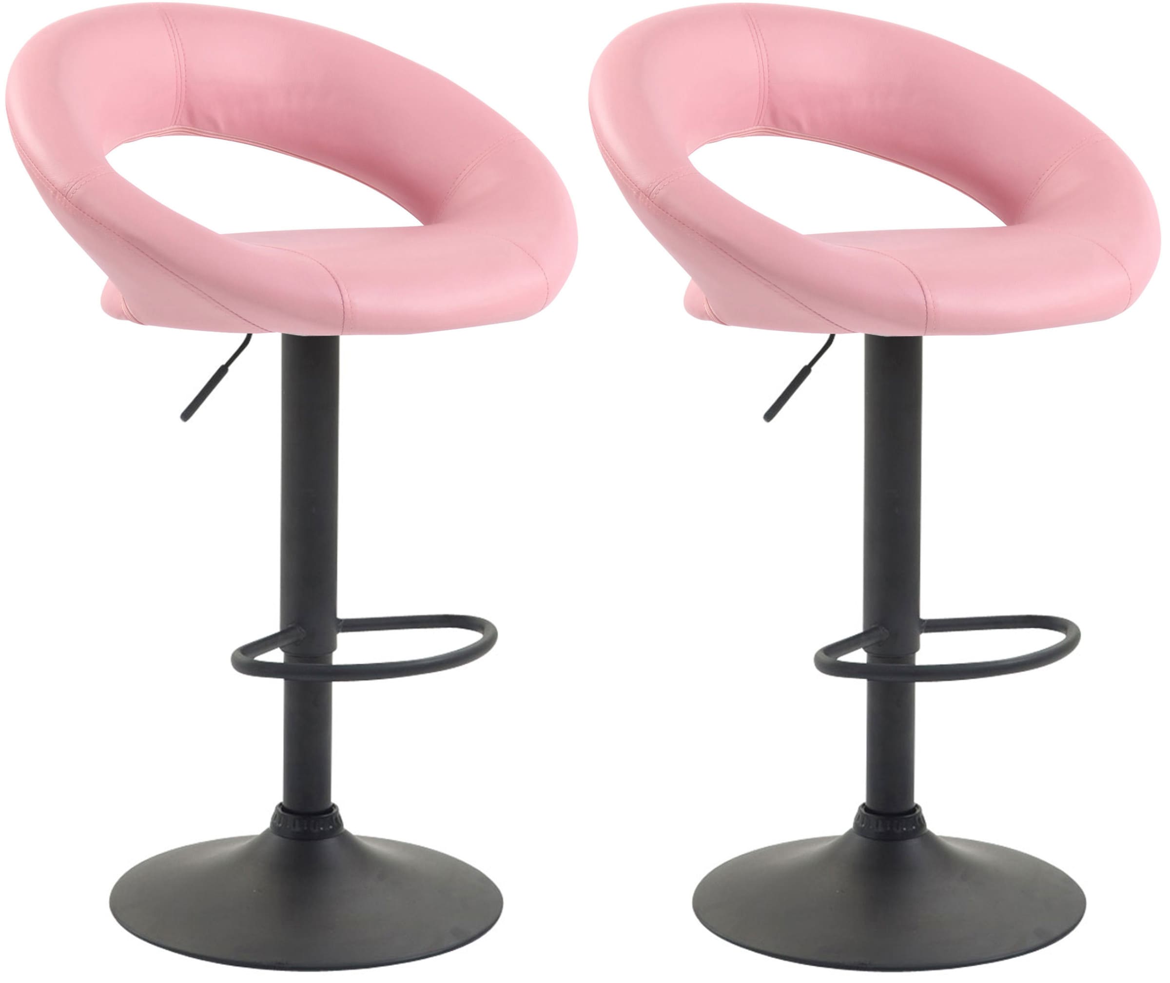 CLP 2er Set Barhocker Olinda Kunstleder I Thekenhocker H&ouml;henverstellbar I Barst&uuml;hle Mit Fu&szlig;st&uuml;tze I Tresenst&uuml;hle Mit Trompetenfu&szlig; Metall 