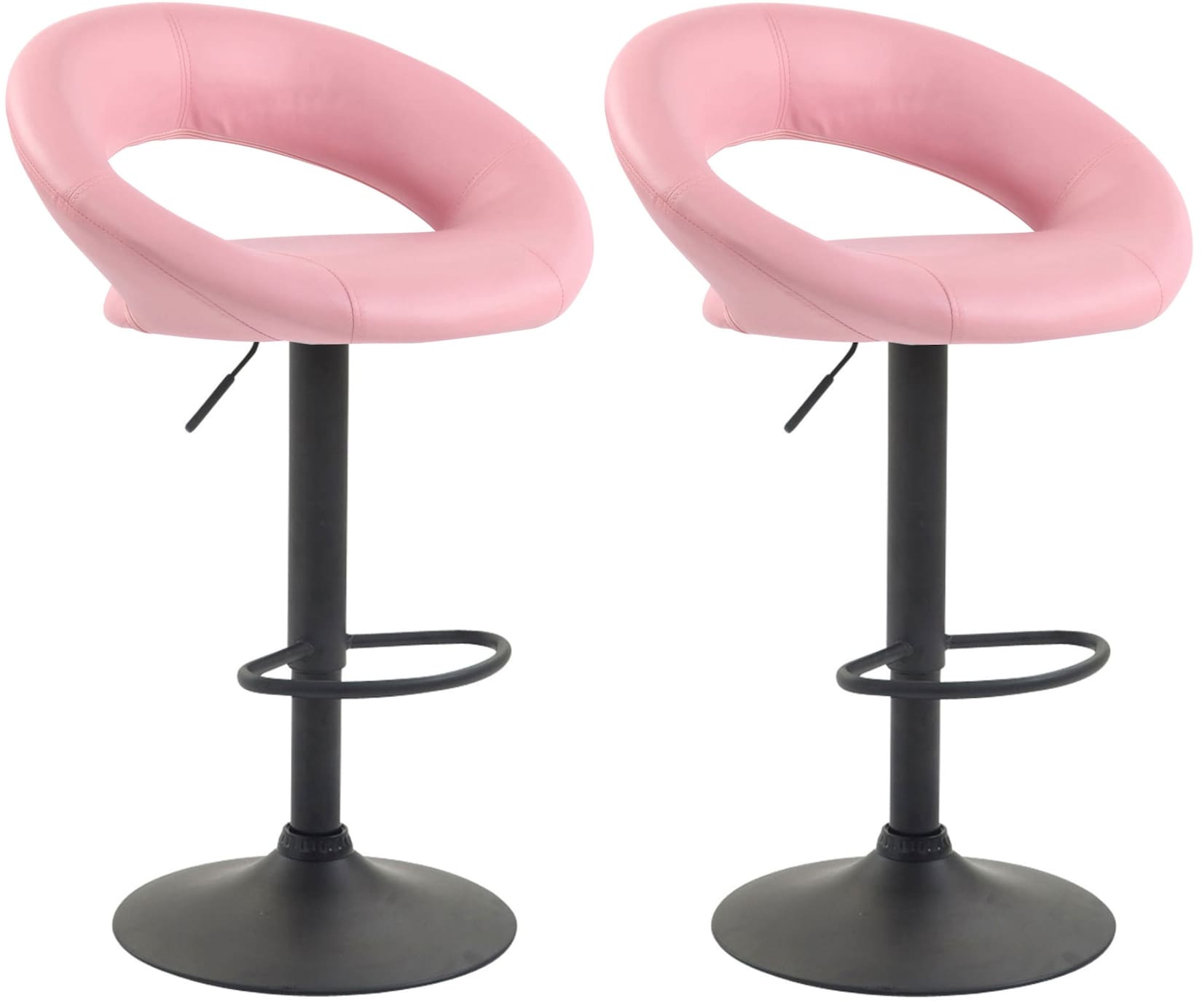 CLP 2er Set Barhocker Olinda Kunstleder schwarz Farbe: pink, Gestell Farbe: schwarz