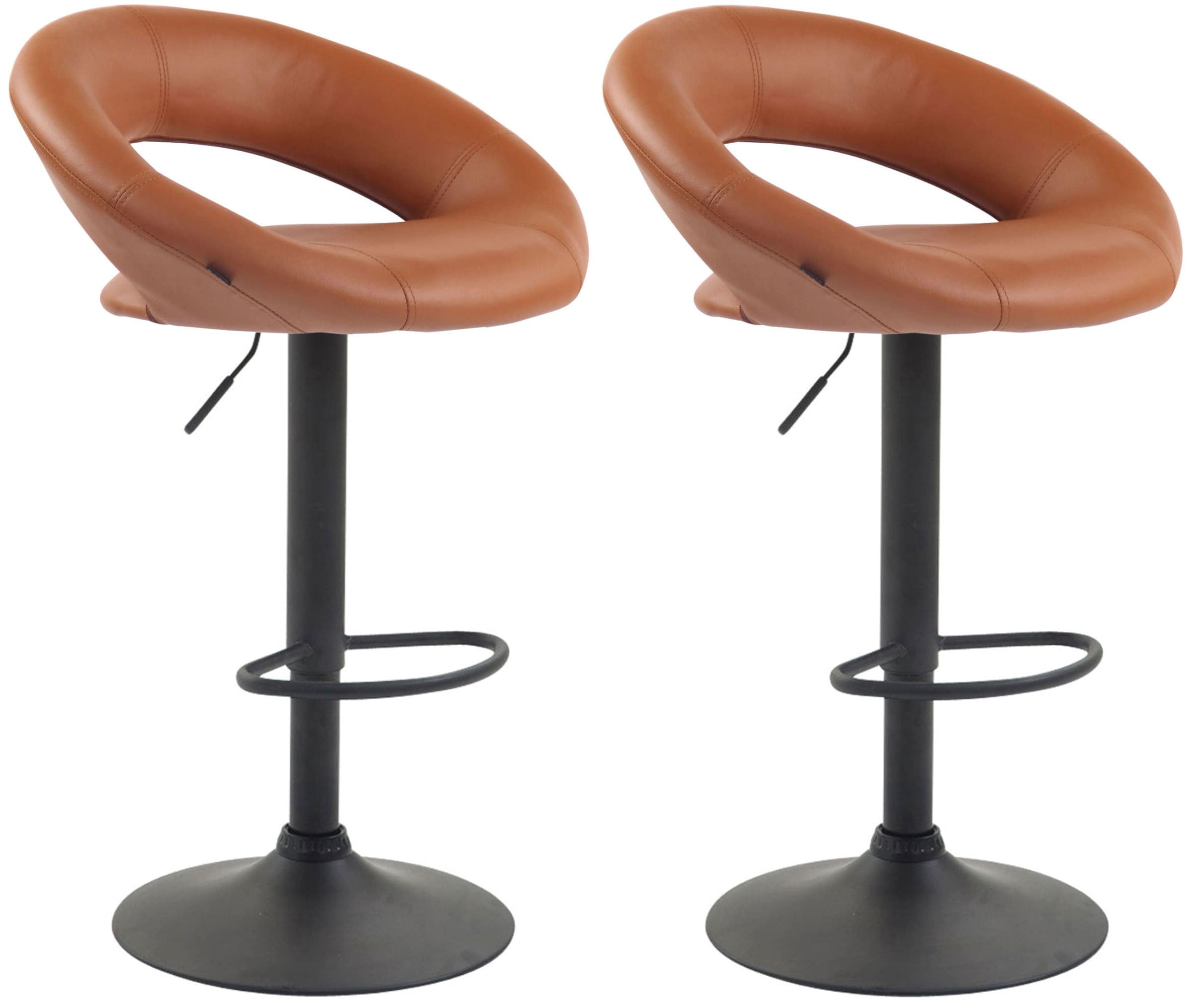 CLP 2er Set Barhocker Olinda Kunstleder I Thekenhocker H&ouml;henverstellbar I Barst&uuml;hle Mit Fu&szlig;st&uuml;tze I Tresenst&uuml;hle Mit Trompetenfu&szlig; Metall 