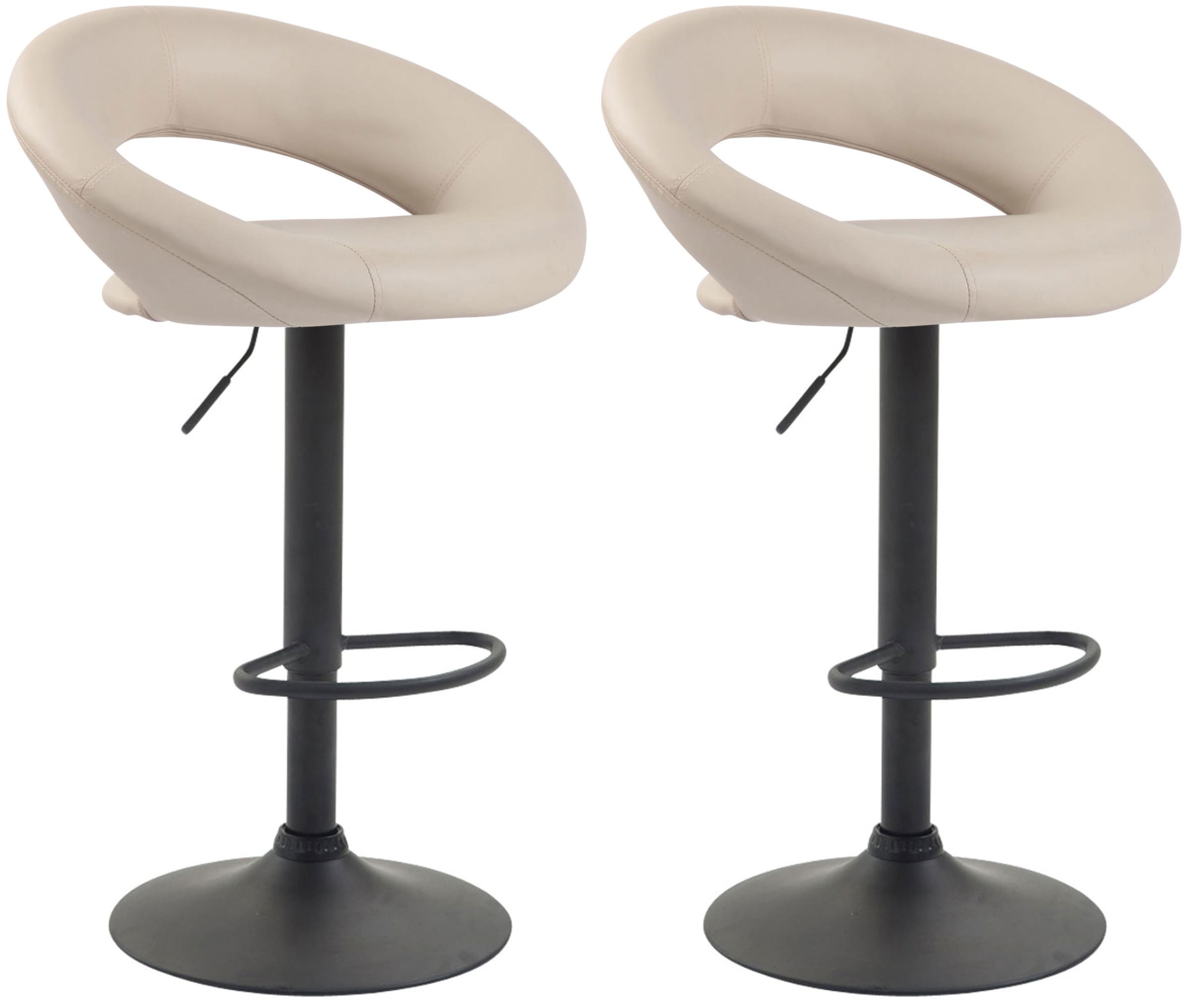 CLP 2er Set Barhocker Olinda Kunstleder I Thekenhocker H&ouml;henverstellbar I Barst&uuml;hle Mit Fu&szlig;st&uuml;tze I Tresenst&uuml;hle Mit Trompetenfu&szlig; Metall 