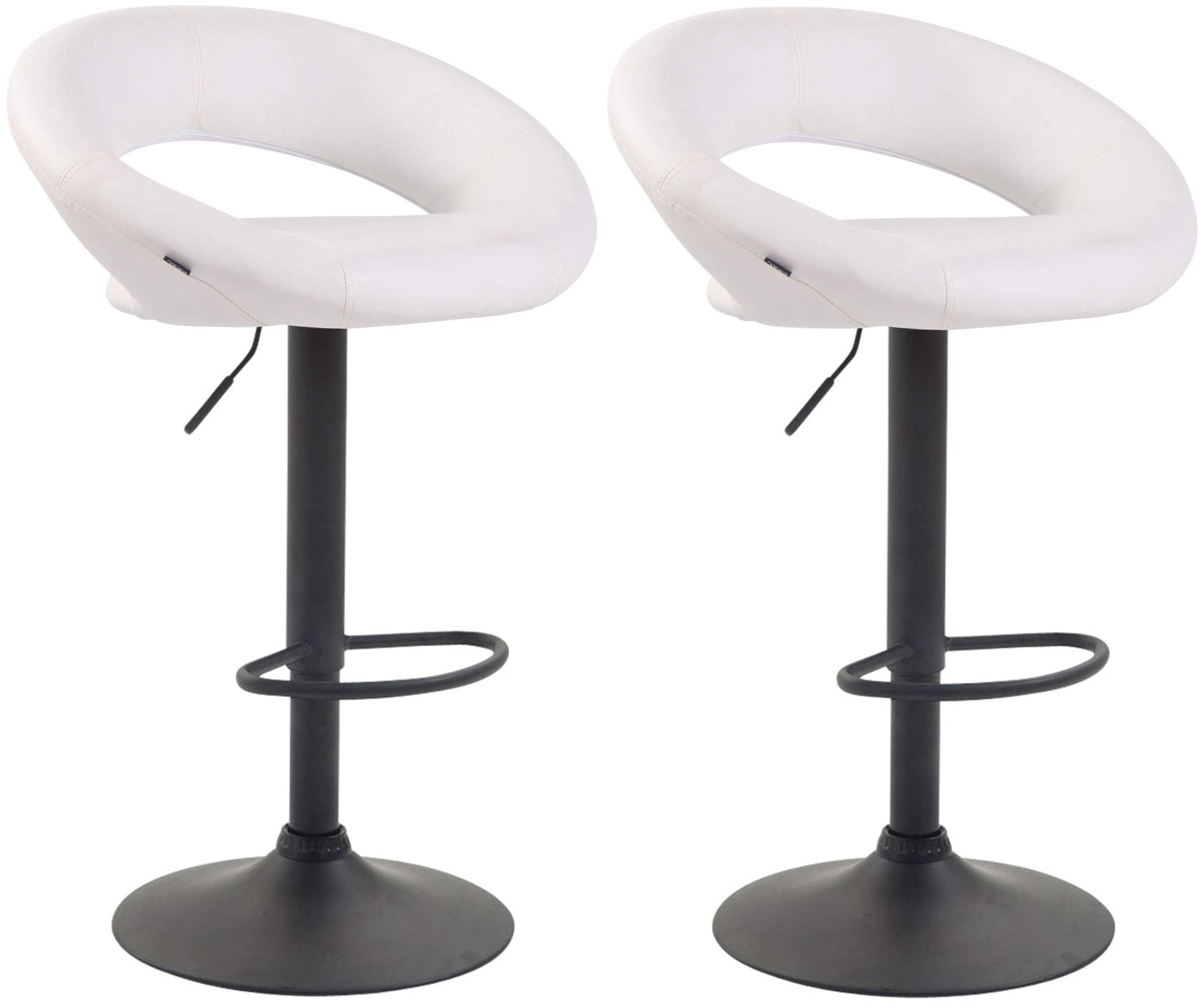 CLP 2er Set Barhocker Olinda Kunstleder I Thekenhocker H&ouml;henverstellbar I Barst&uuml;hle Mit Fu&szlig;st&uuml;tze I Tresenst&uuml;hle Mit Trompetenfu&szlig; Metall 