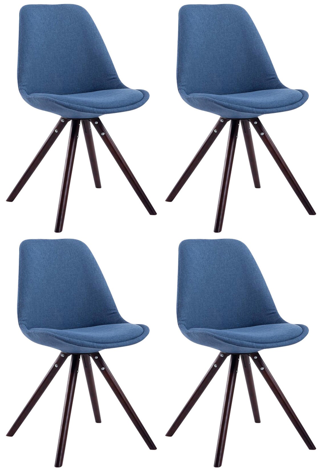 CLP 4er Set Stühle Toulouse Stoff Cappuccino Rund Farbe: blau, Gestell Farbe: cappuccino