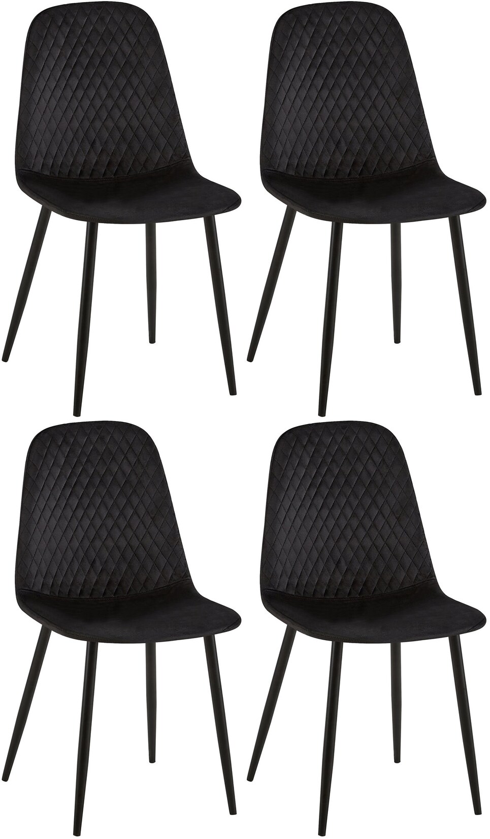 CLP 4er Set Stühle Giverny Samt Farbe: schwarz, Material: Samt