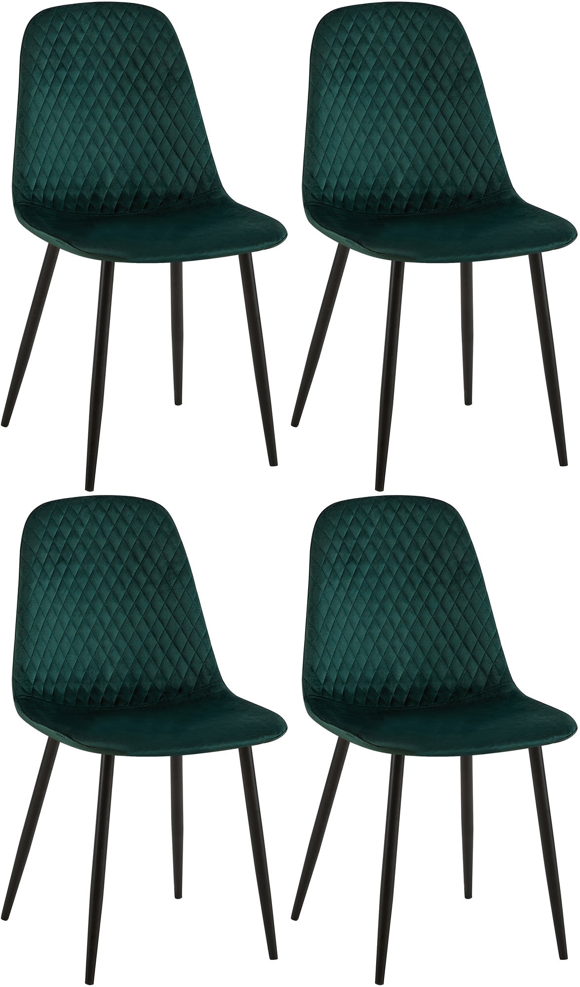 CLP 4er Set Esszimmerstuhl gepolstert Giverny, Stoffstuhl mit Ziern&auml;hten und Bodenschonern, Sessel belastbar bis 150 kg 