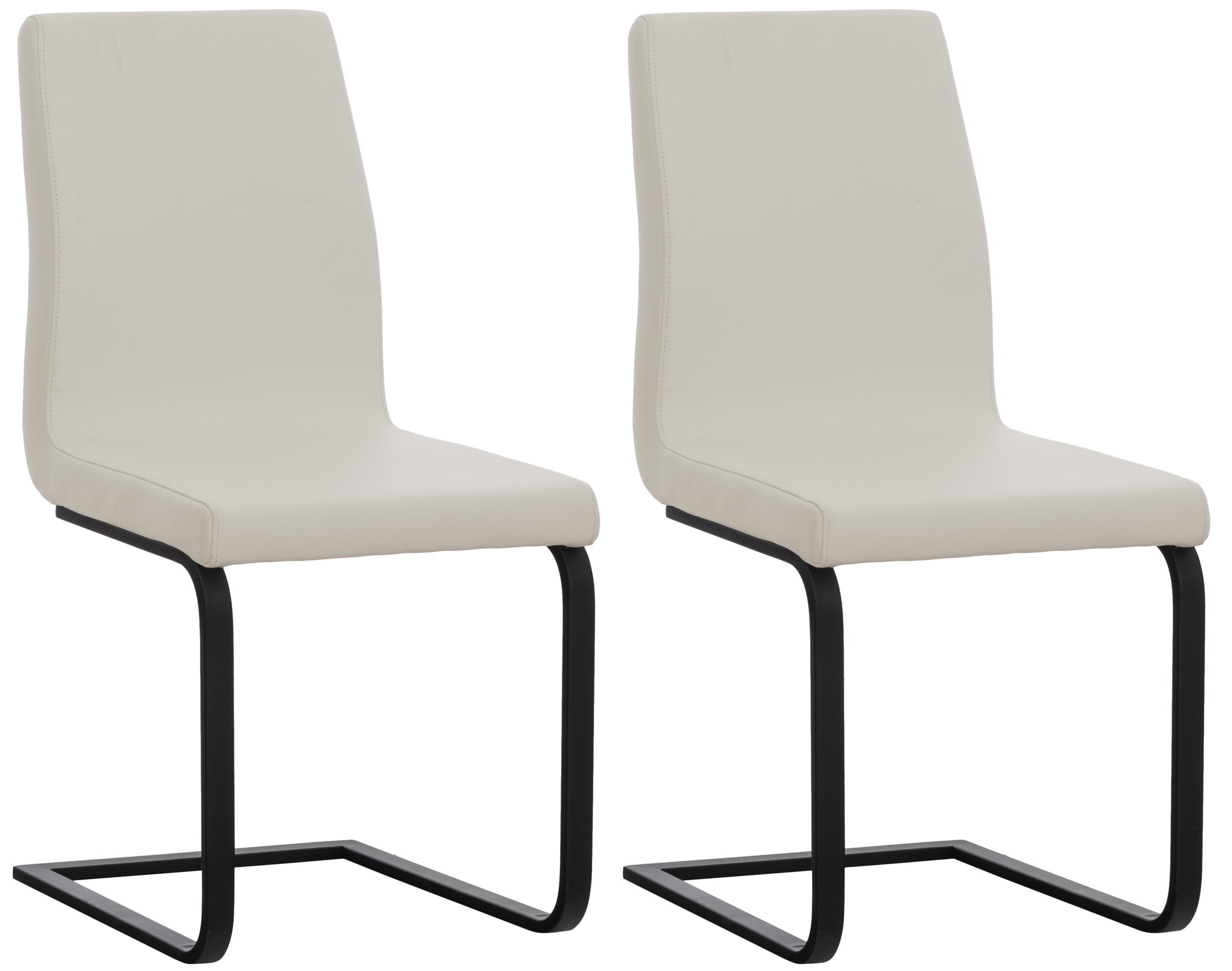 CLP 2er Set Esszimmerst&uuml;hle Belley Kunstleder I Stoff I Freischwinger Mit Robustem Metallgestell 