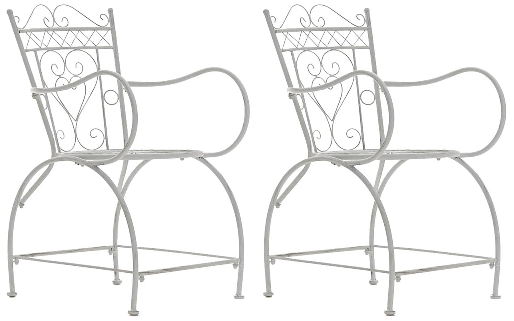 CLP 2er Set St&uuml;hle Sheela I Gartenst&uuml;hle Aus Metall I Metallstuhl Mit Armlehnen Im Jugendstil 