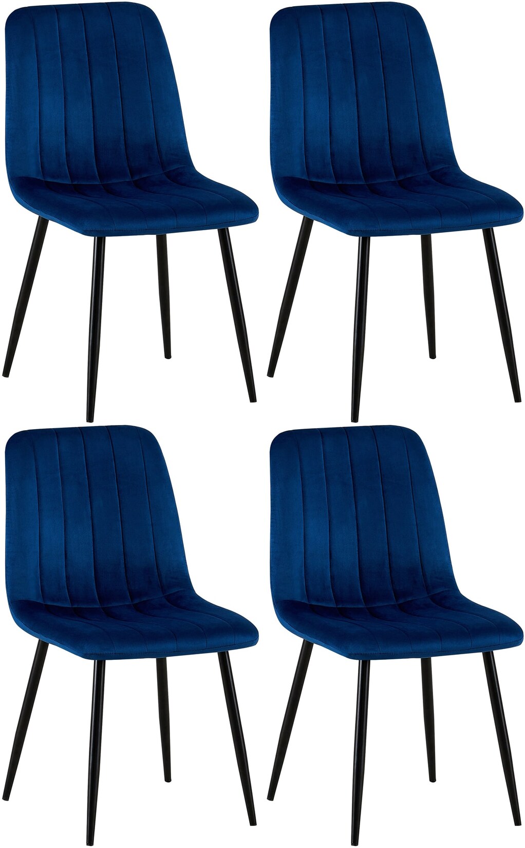 CLP 4er Set Stühle Dijon Samt Farbe: blau, Material: Samt