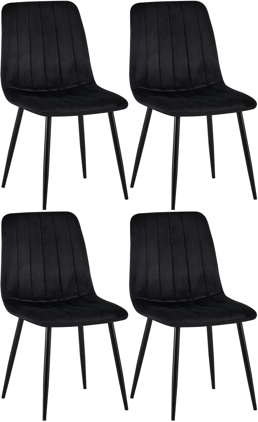 CLP 4er Set Stühle Dijon Samt Farbe: schwarz, Material: Samt