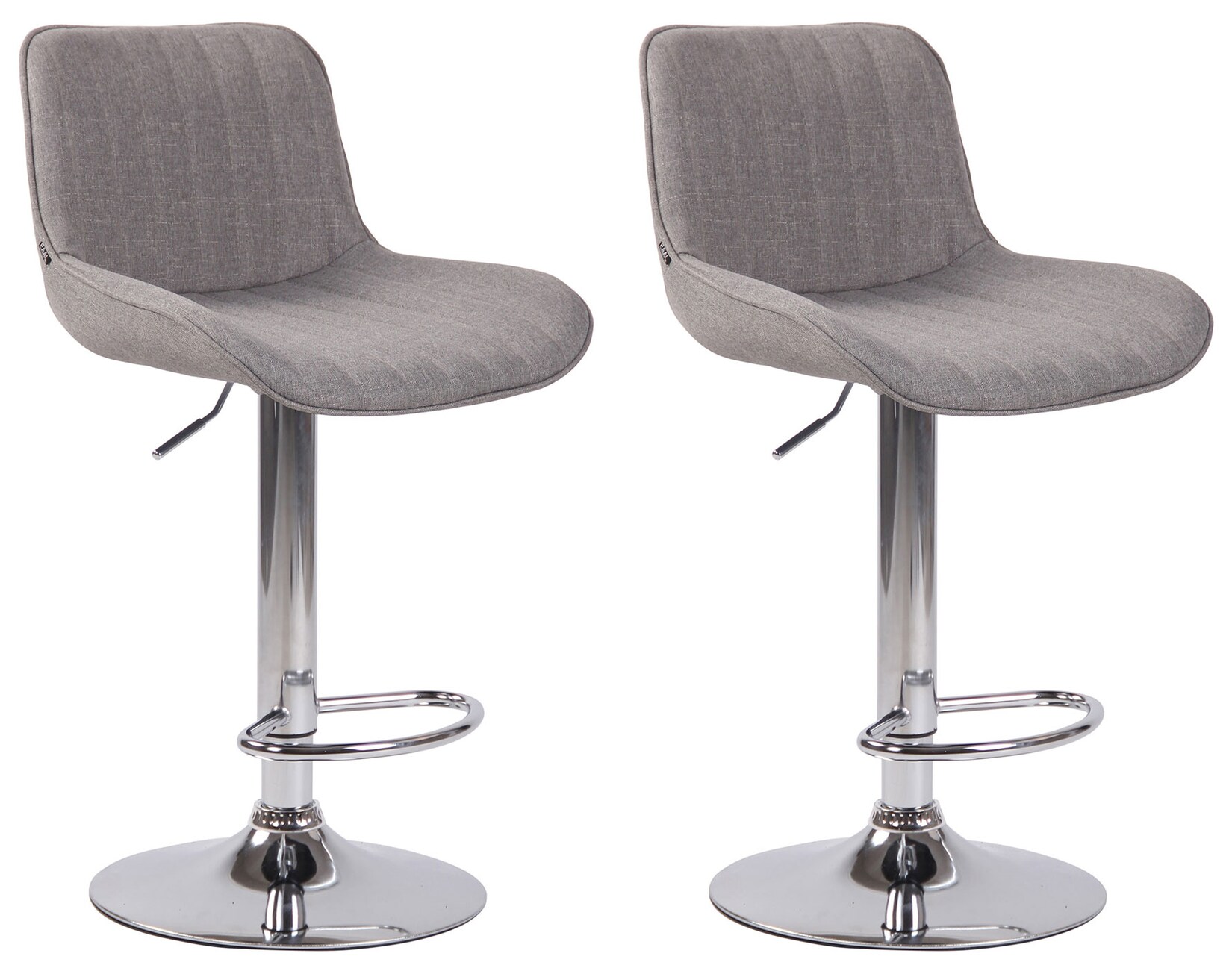 CLP 2er Set Barhocker Lentini Stoff chrom - Farbe: grau, Gestellfarbe: chrom