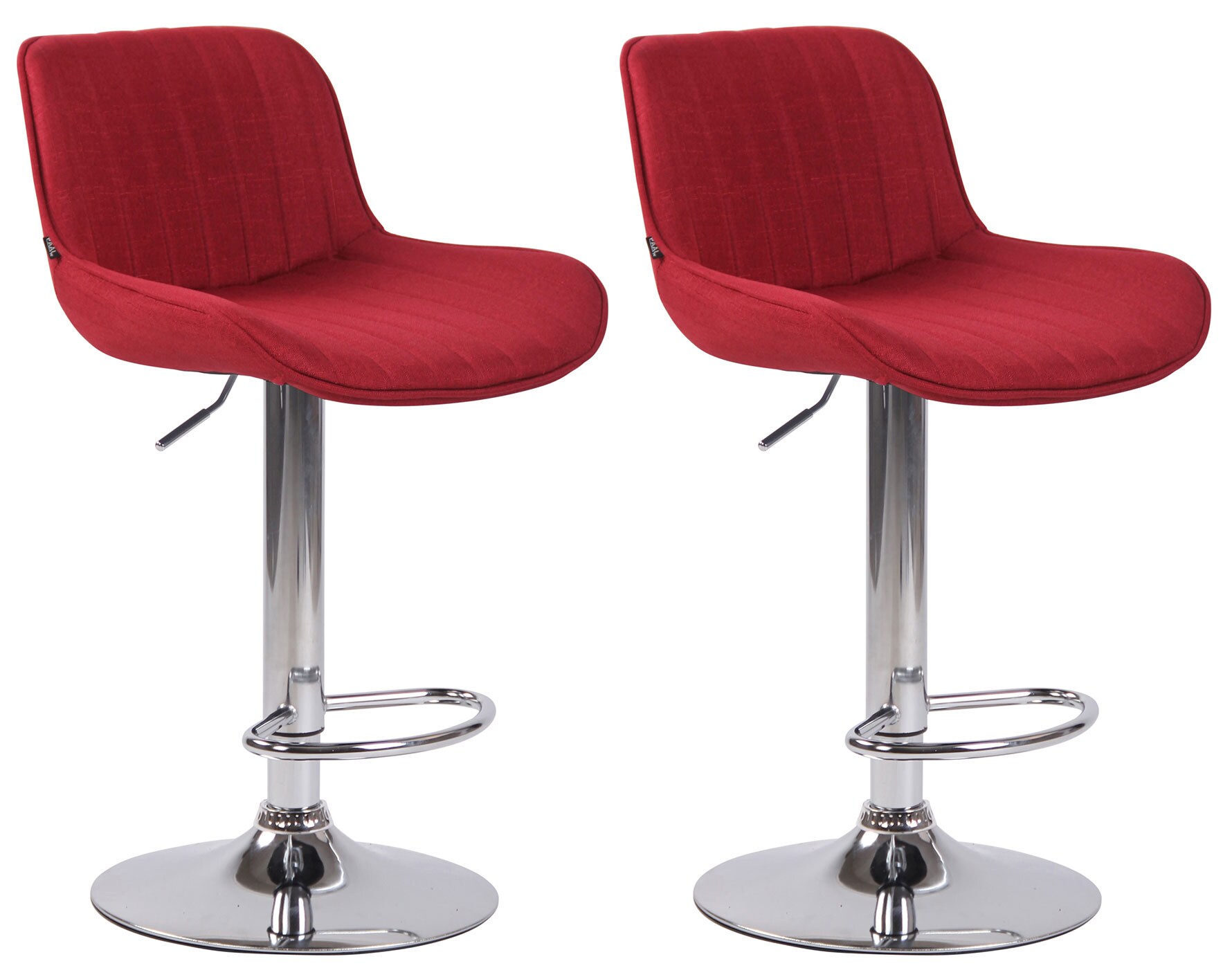 CLP 2er Set Barhocker Lentini Stoff I Thekenhocker H&ouml;henverstellbar I Barst&uuml;hle Mit Fu&szlig;st&uuml;tze I 360&deg; Drehbar I Tresenst&uuml;hle Mit Trompetenfu&szlig; 