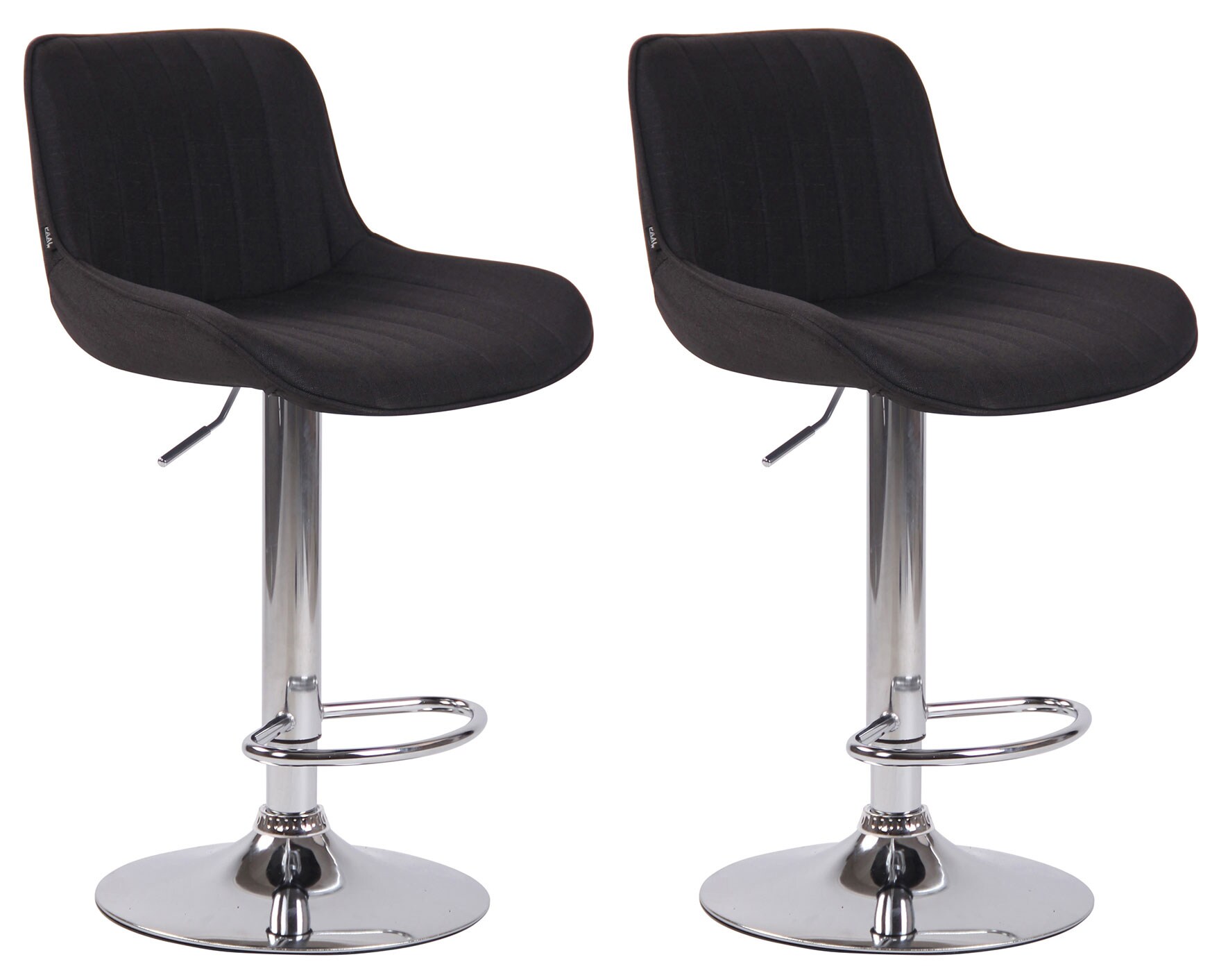 CLP 2er Set Barhocker Lentini Stoff I Thekenhocker H&ouml;henverstellbar I Barst&uuml;hle Mit Fu&szlig;st&uuml;tze I 360&deg; Drehbar I Tresenst&uuml;hle Mit Trompetenfu&szlig; 