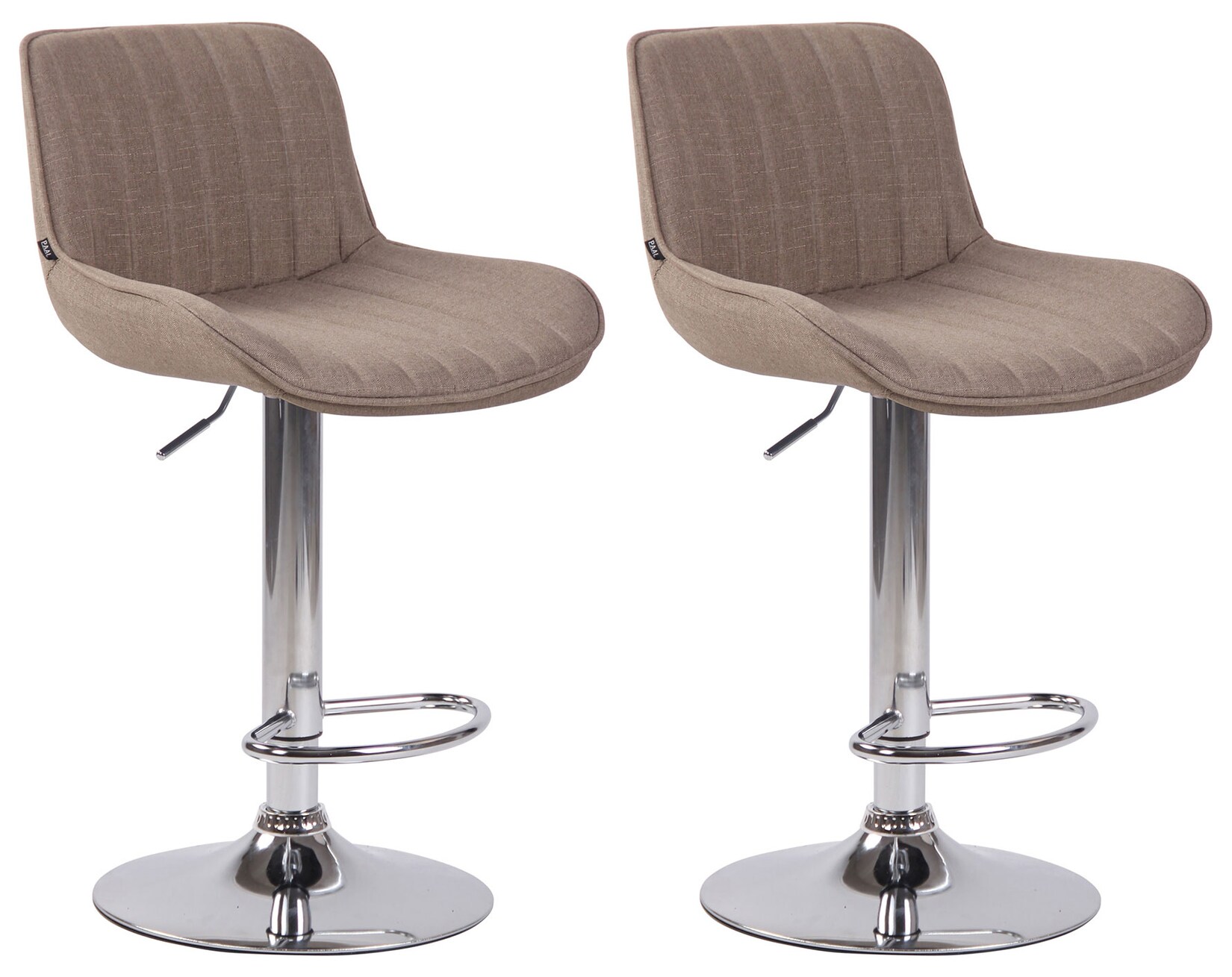 CLP 2er Set Barhocker Lentini Stoff chrom Farbe: taupe, Gestell Farbe: chrom