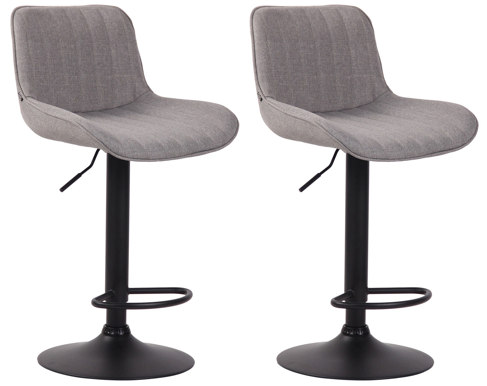 CLP 2er Set Barhocker Lentini Stoff schwarz - Farbe: grau, Gestellfarbe: schwarz