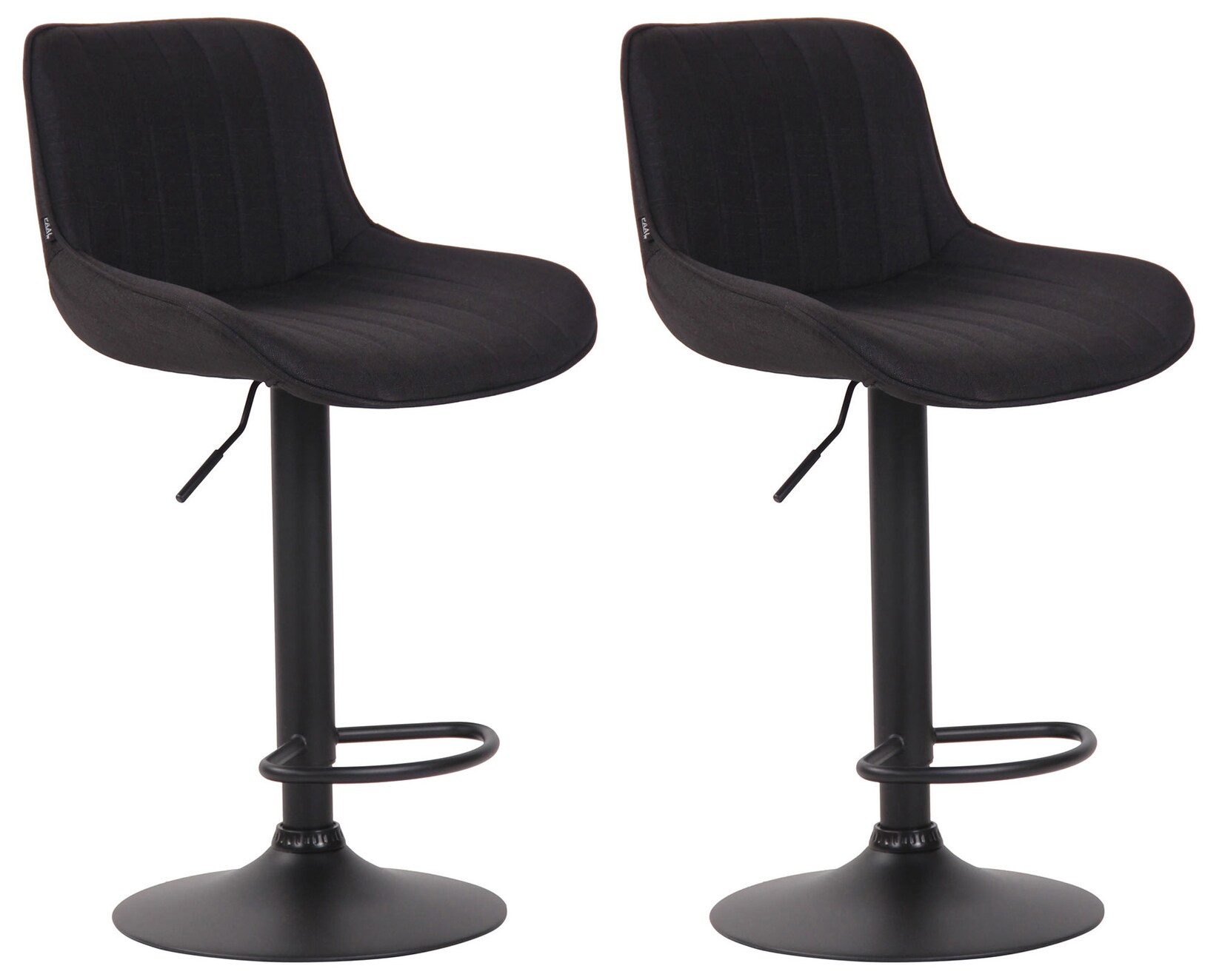 CLP 2er Set Barhocker Lentini Stoff schwarz Farbe: schwarz, Gestell Farbe: schwarz