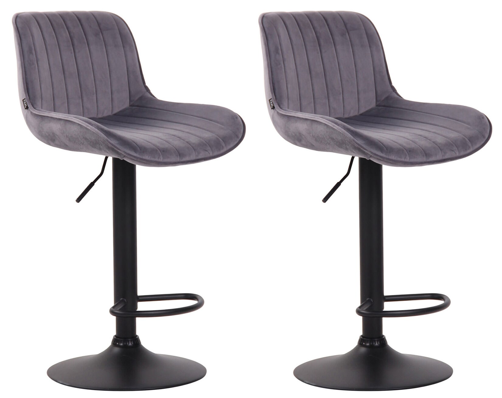 CLP 2er Set Barhocker Lentini Samt schwarz Farbe: dunkelgrau, Gestell Farbe: schwarz