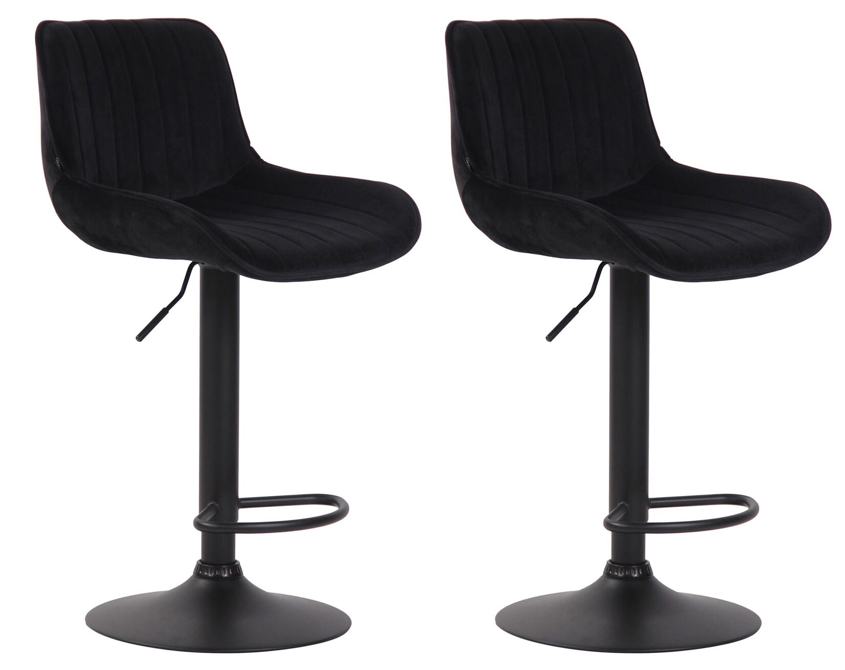 CLP 2er Set Barhocker Lentini Samt schwarz Farbe: schwarz, Gestell Farbe: schwarz