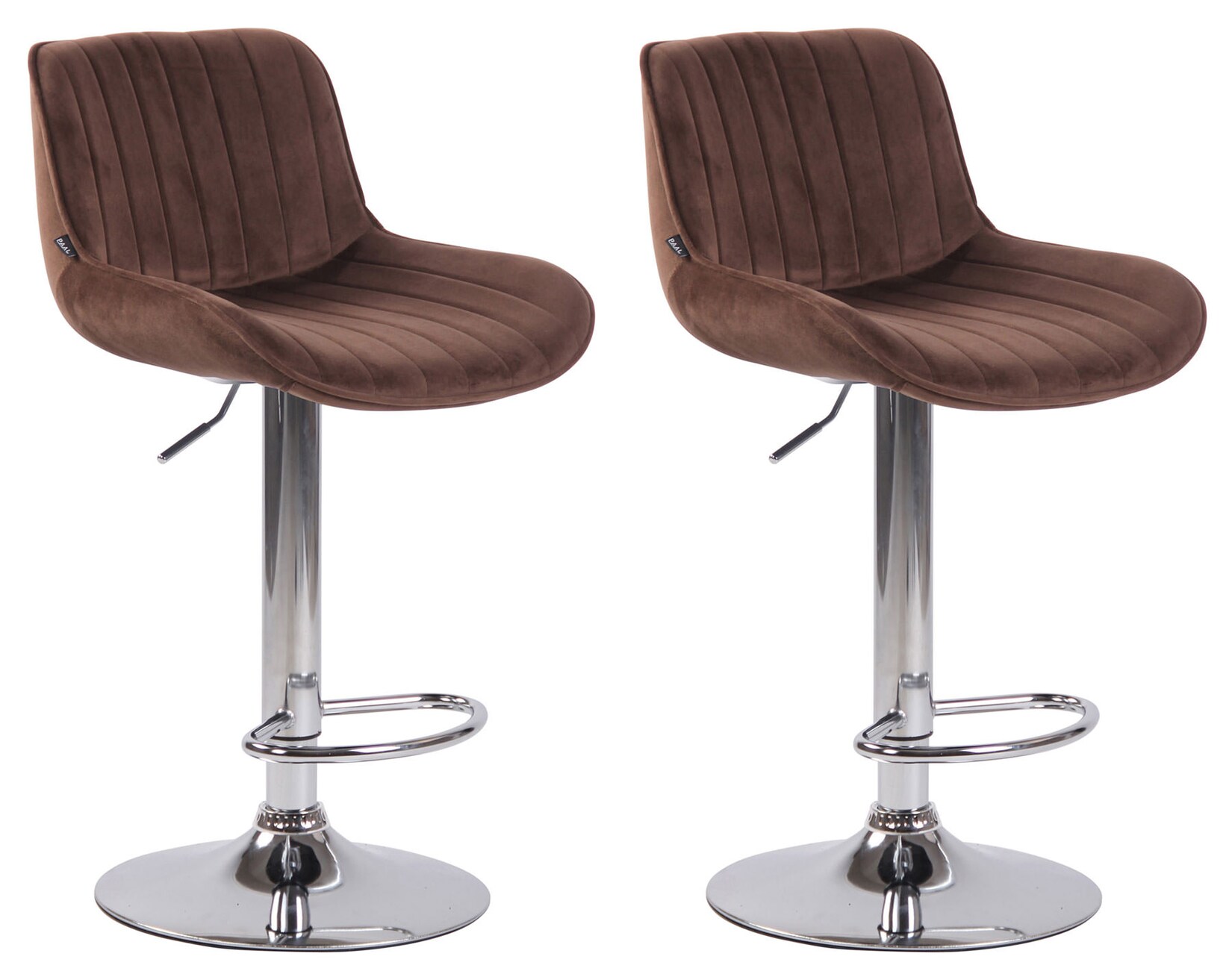 CLP 2er Set Barhocker Lentini Samt chrom Farbe: braun, Gestell Farbe: chrom
