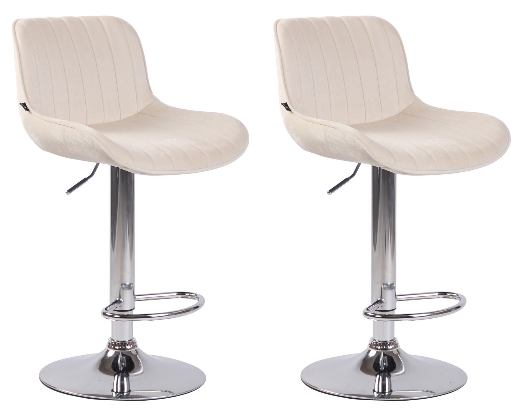 CLP 2er Set Barhocker Lentini Samt I Thekenhocker H&ouml;henverstellbar I Barst&uuml;hle Mit Fu&szlig;st&uuml;tze I 360&deg; Drehbar I Tresenst&uuml;hle Mit Trompetenfu&szlig; 
