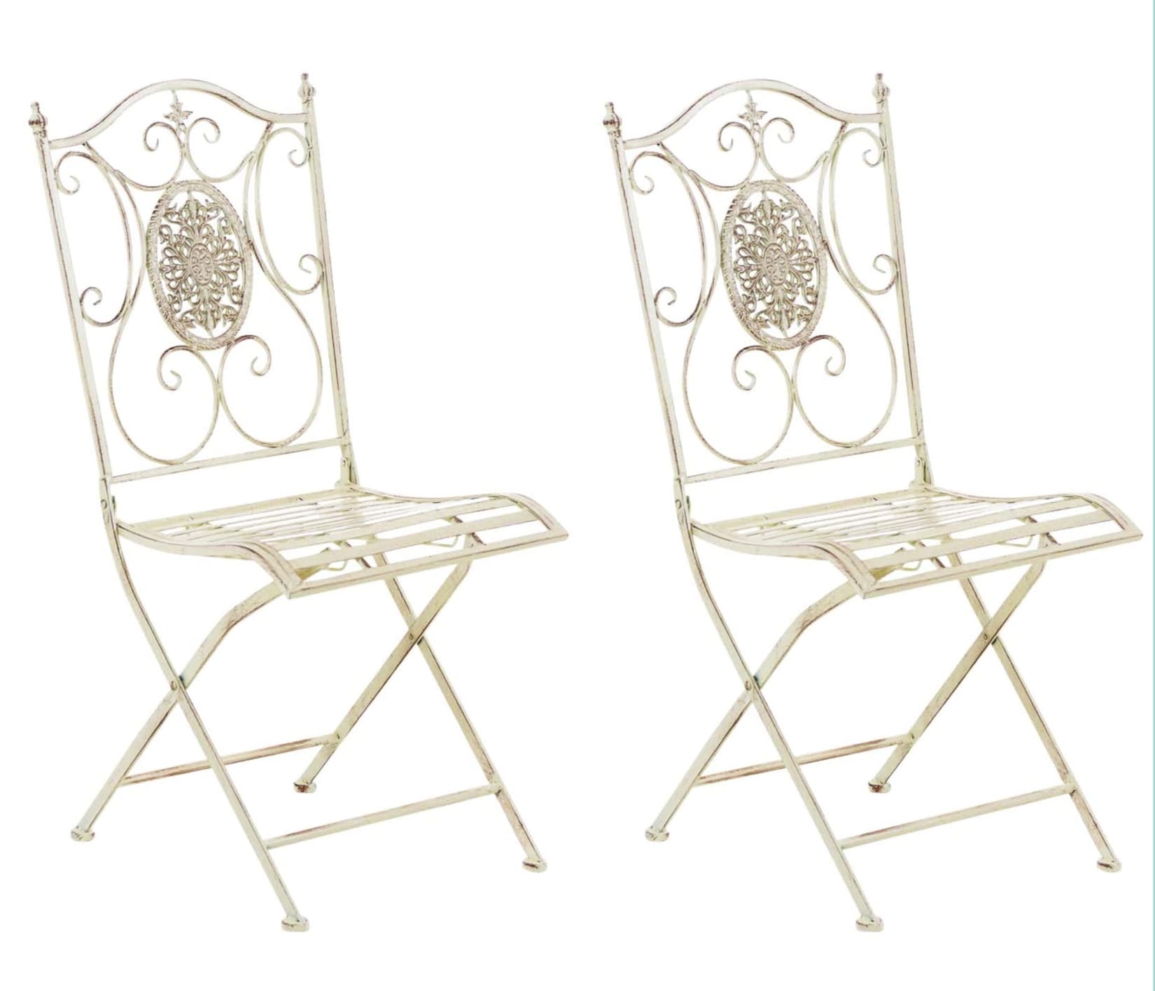 CLP 2er-Set Gartenstuhl Sibell im Landhausstil, aus Metall mit klappbarem Design, ideal für Terrasse oder Balkon, in 6 Farben erhältlich