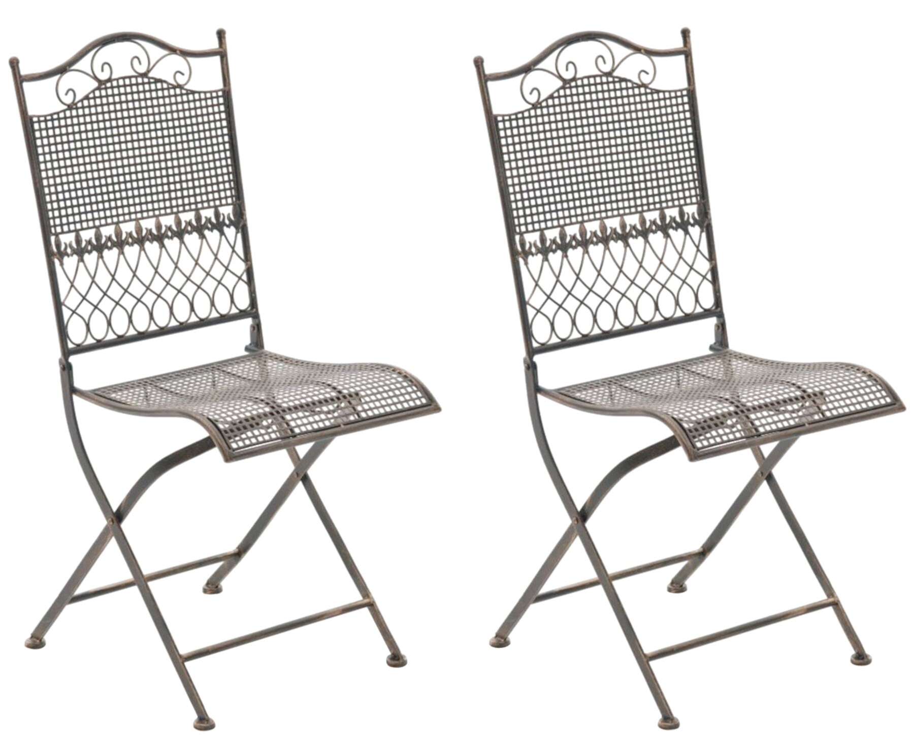 CLP 2er Set Gartenst&uuml;hle klappbar Kiran, romantische Metallst&uuml;hle aus Eisen im Jugendstil, ideal f&uuml;r Terrasse, Balkon und Garten 