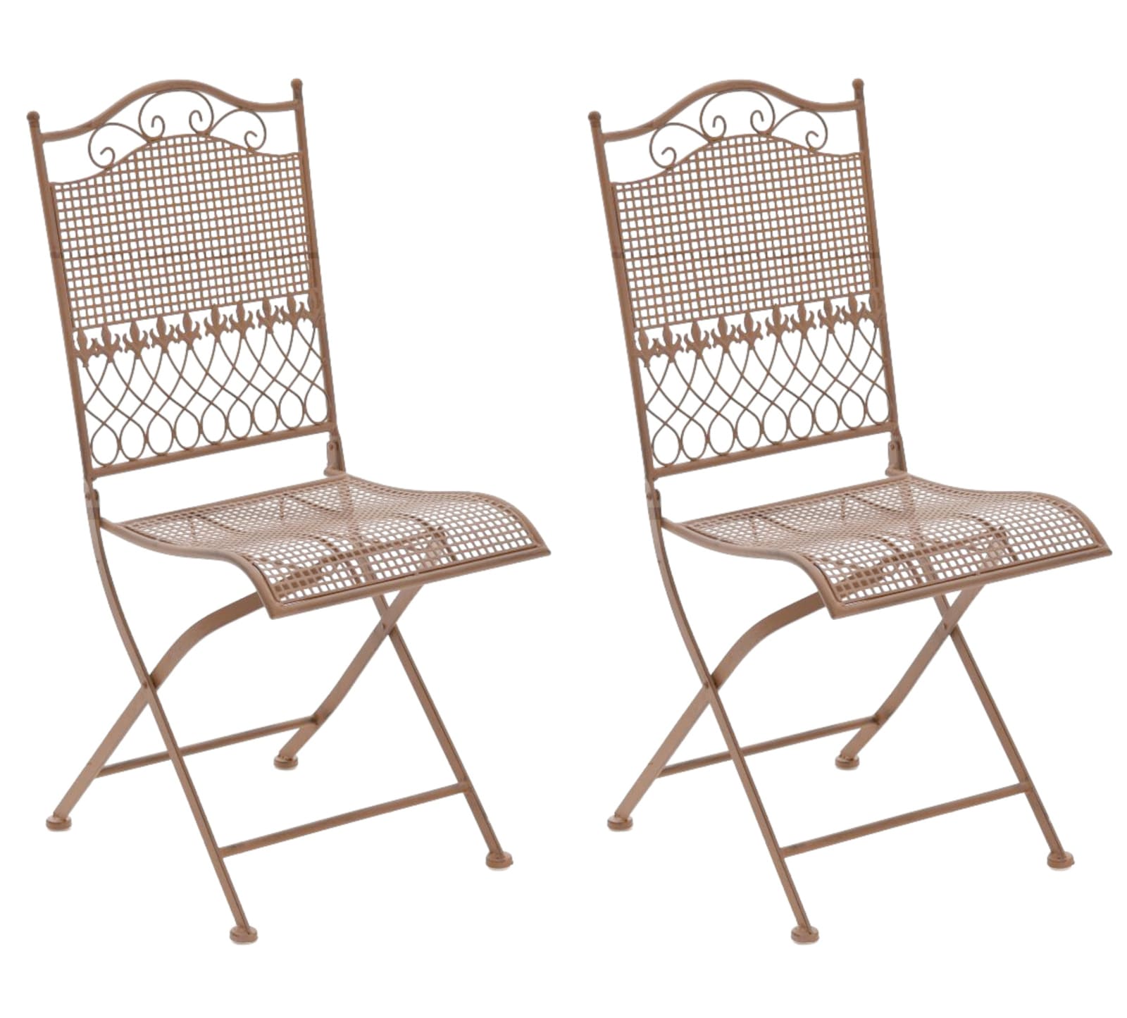CLP 2er Set Gartenst&uuml;hle klappbar Kiran, romantische Metallst&uuml;hle aus Eisen im Jugendstil, ideal f&uuml;r Terrasse, Balkon und Garten 