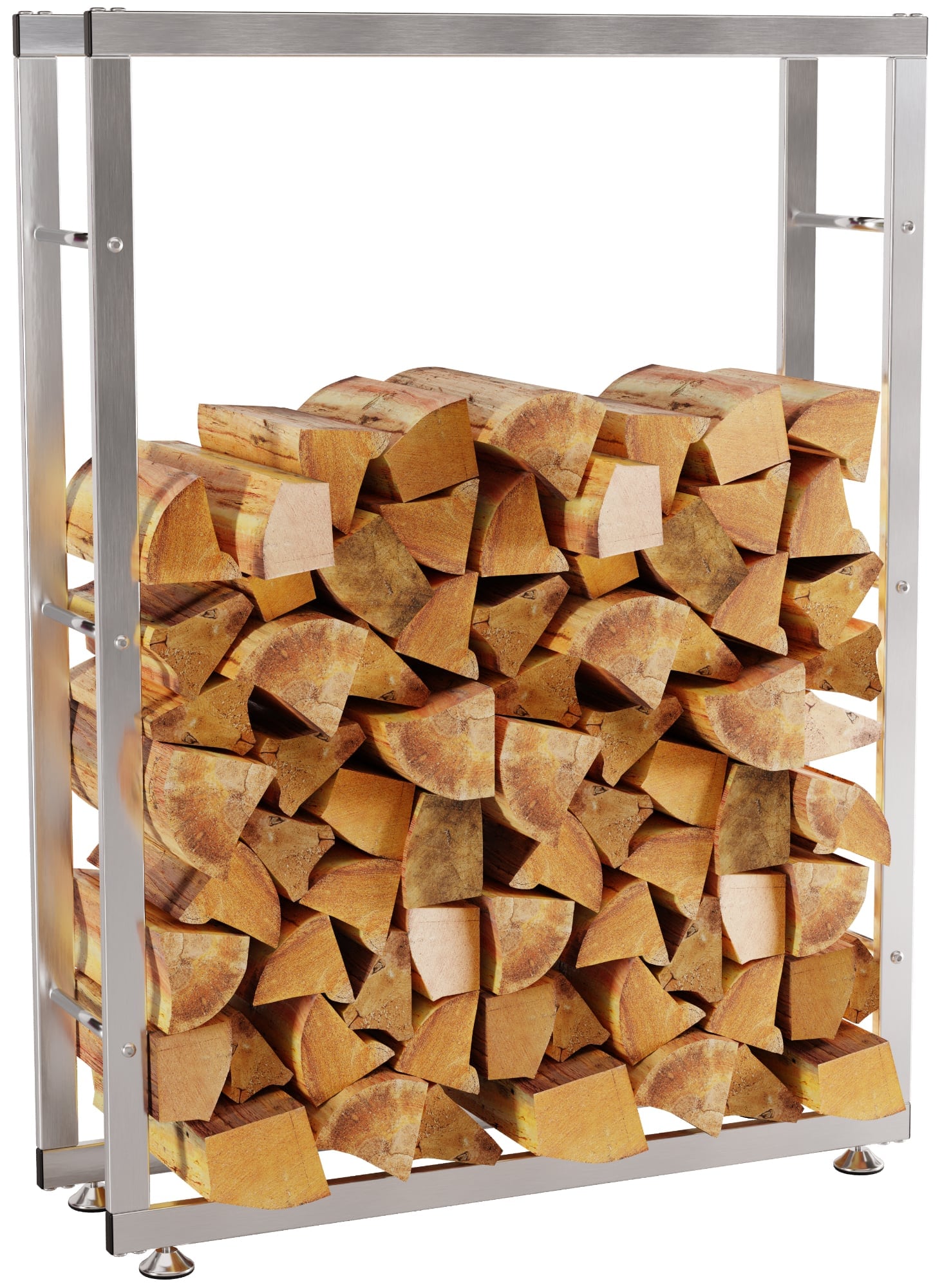 CLP Kaminholzst&auml;nder Keri V2 Edelstahl I Brennholzregal Mit Bodenschonern 