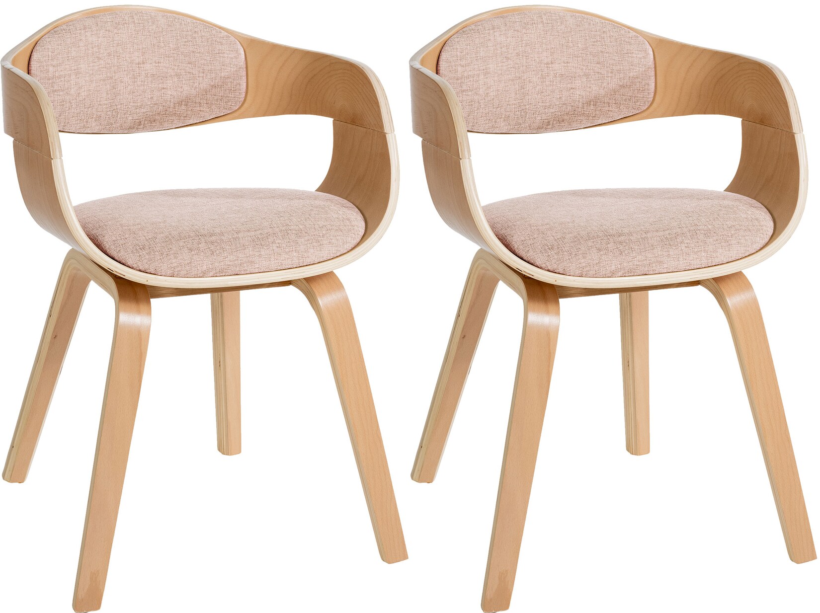 CLP 2er Set Stühle Kingston Stoff Farbe: natur/creme, Gestell Farbe: natur
