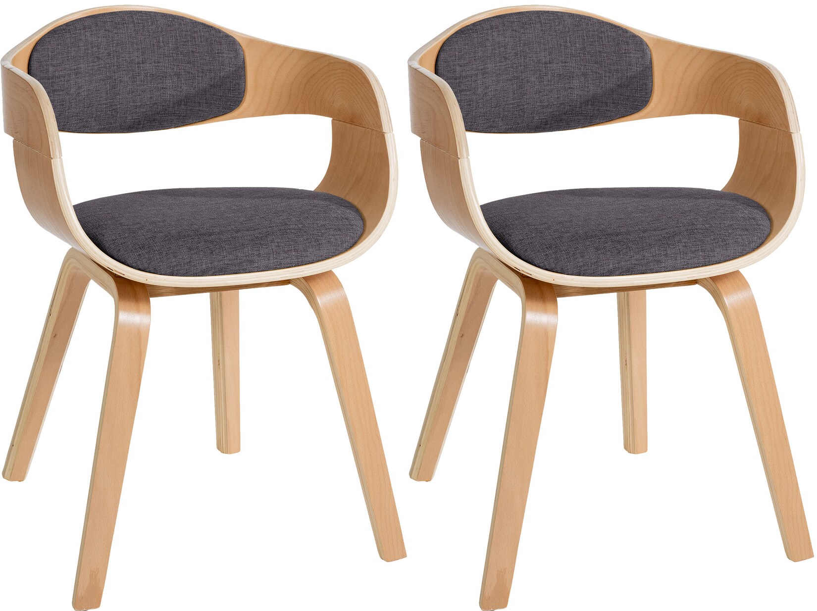 CLP 2er Set Stühle Kingston Stoff Farbe: natur/hellgrau, Gestell Farbe: natur