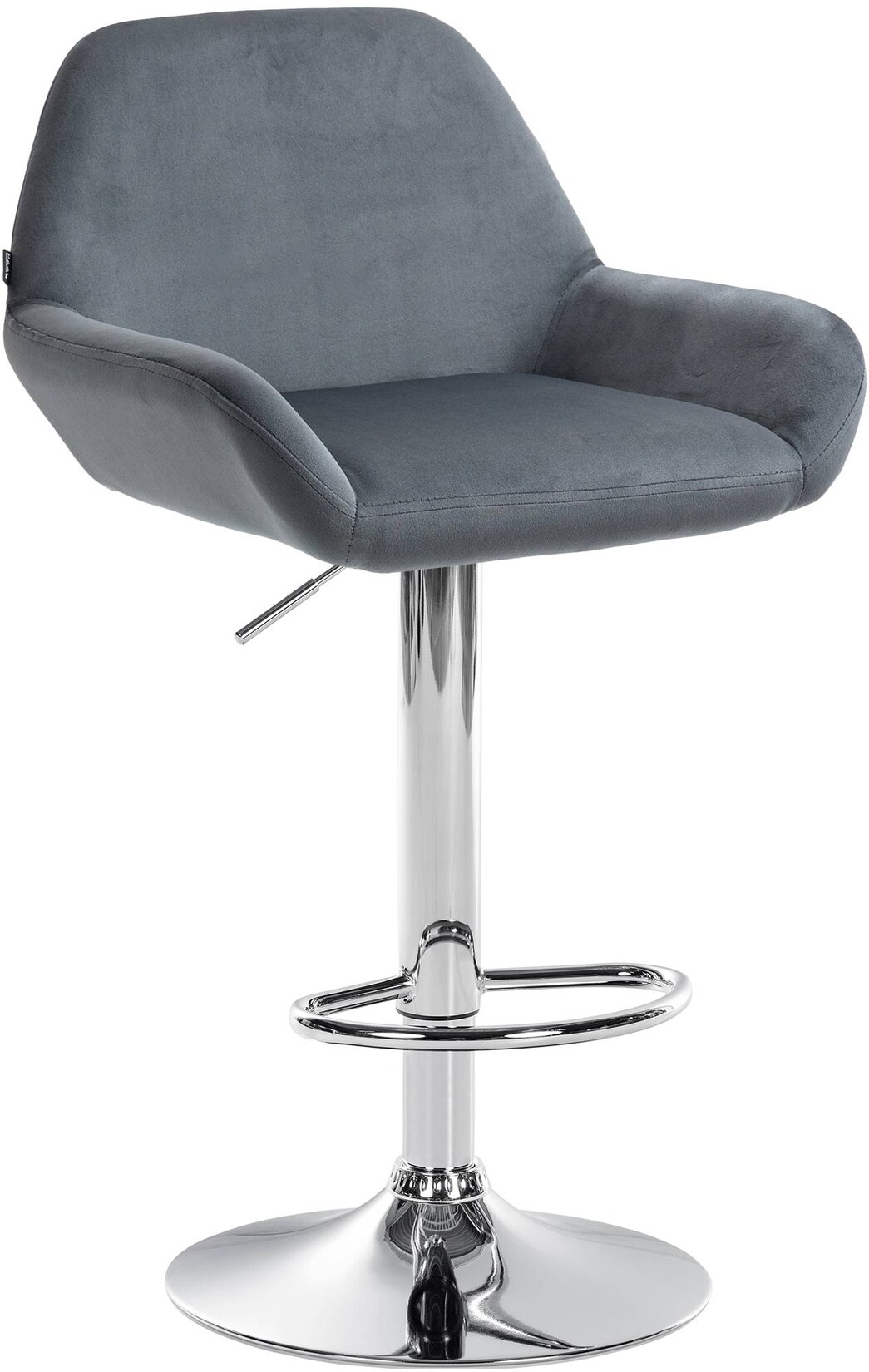 CLP Barhocker Braga Samt chrom Farbe: dunkelgrau, Gestell Farbe: chrom
