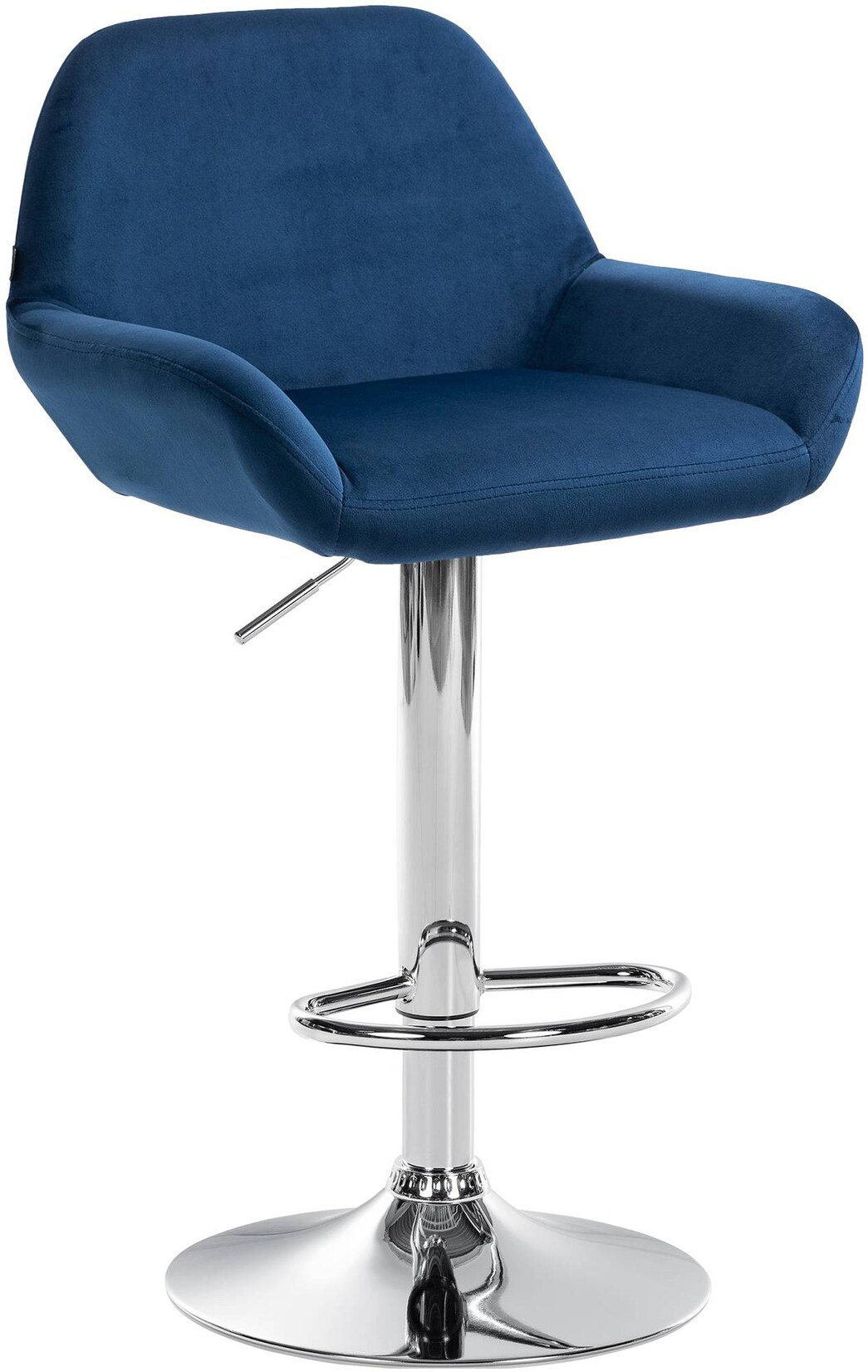 CLP Barhocker Braga Samt chrom Farbe: blau, Gestell Farbe: chrom