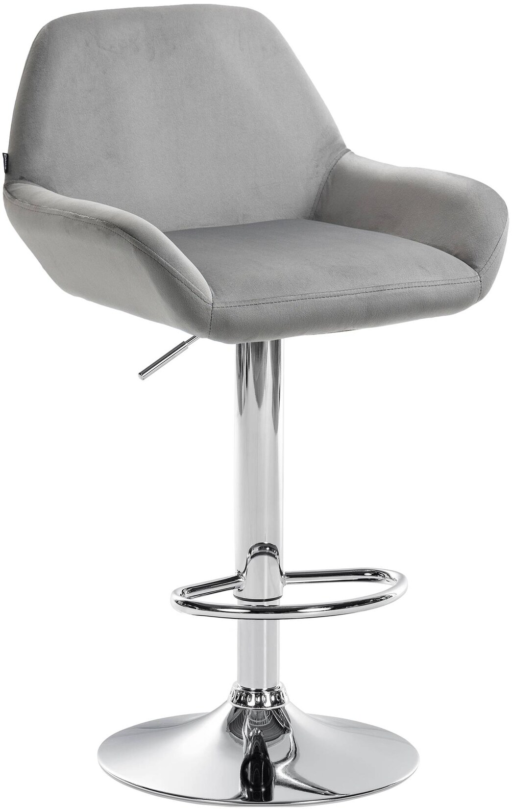 CLP Barhocker Braga Samt chrom Farbe: grau, Gestell Farbe: chrom