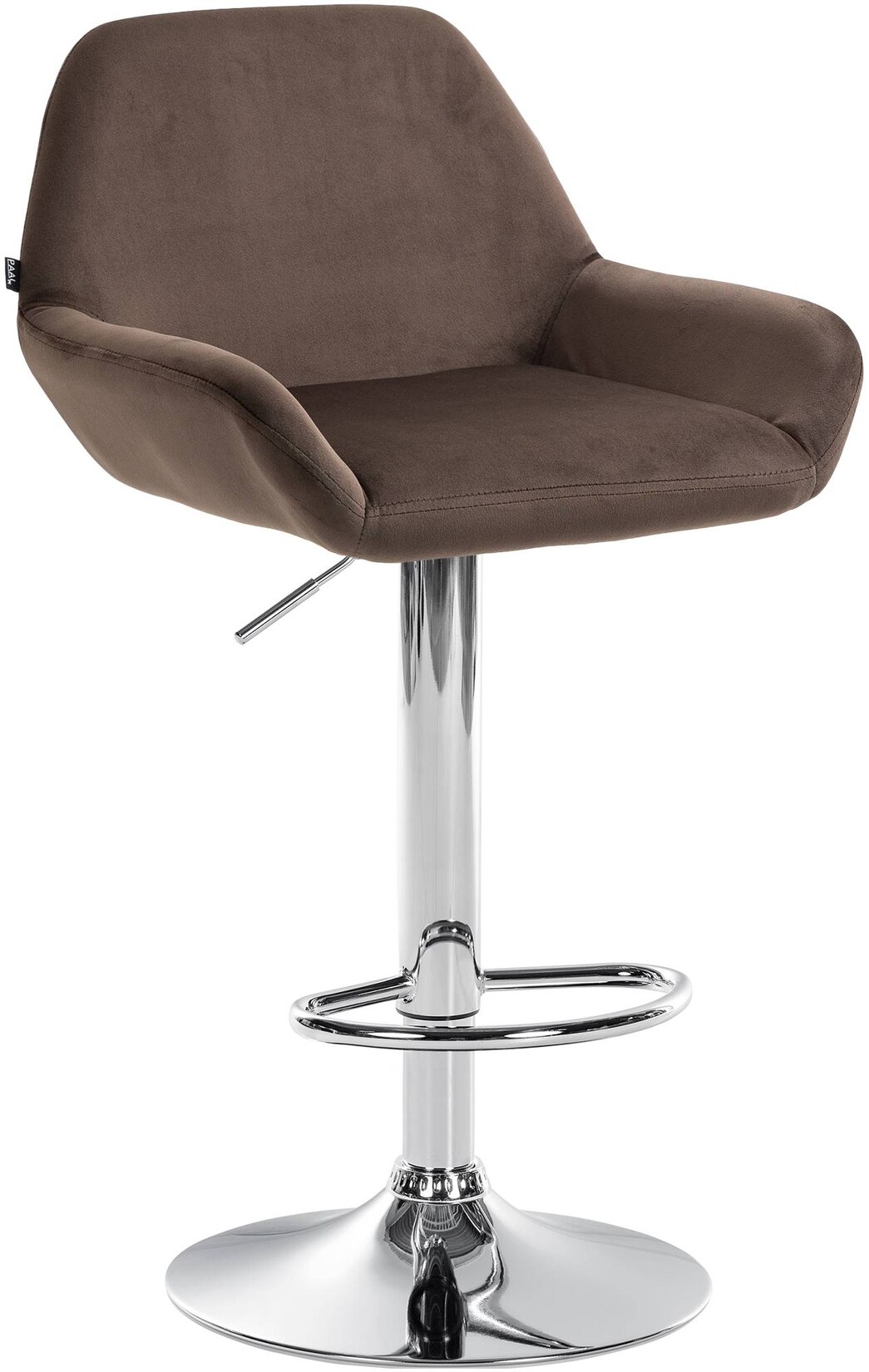 CLP Barhocker Braga Samt chrom Farbe: braun, Gestell Farbe: chrom