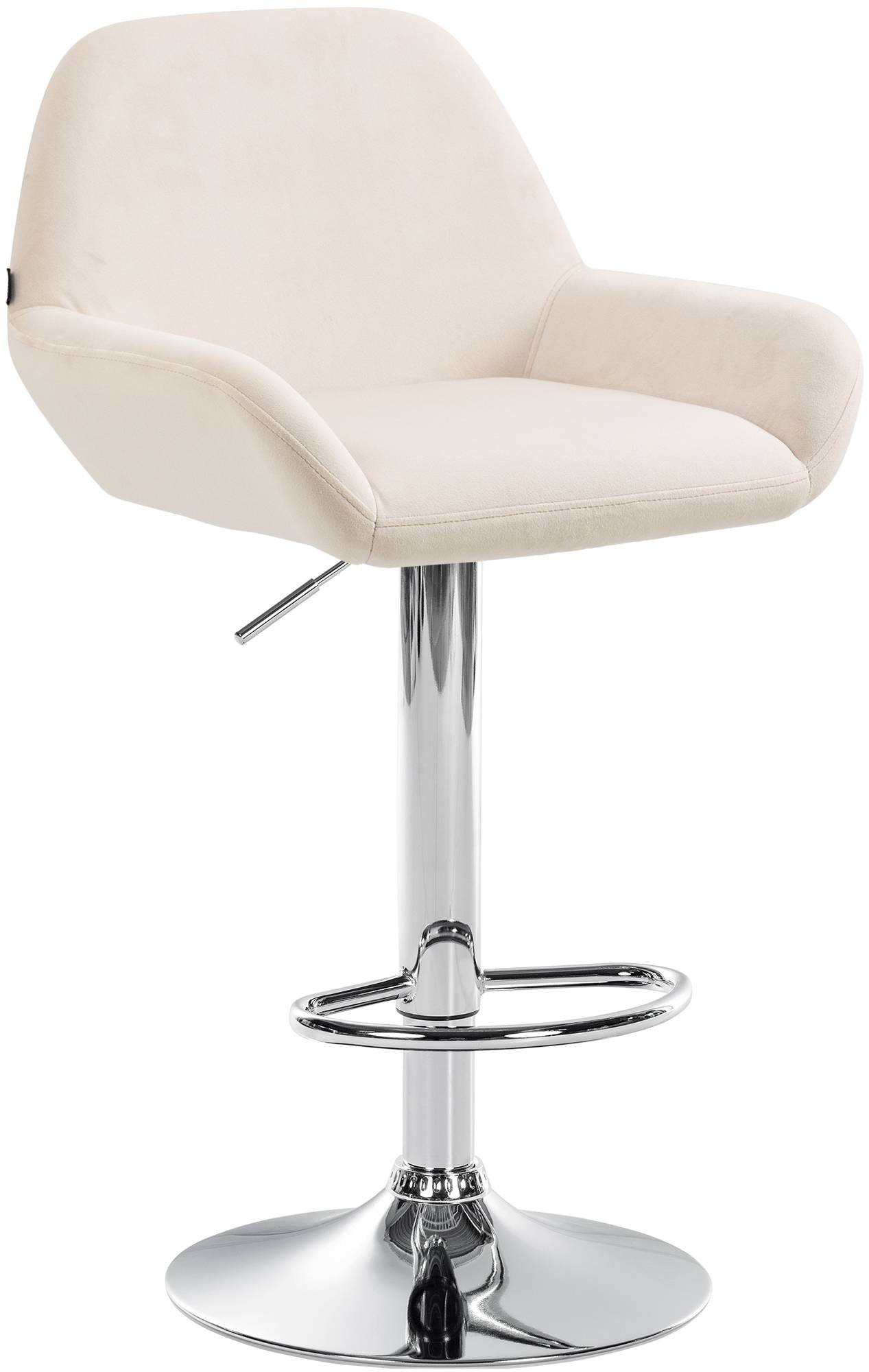 CLP Barhocker Braga Samtbezug mit Metallgestell I H&ouml;henverstellbar und 360 drehbar I Moderner Barstuhl mit Fu&szlig;st&uuml;tze f&uuml;r K&uuml;che und Bar 