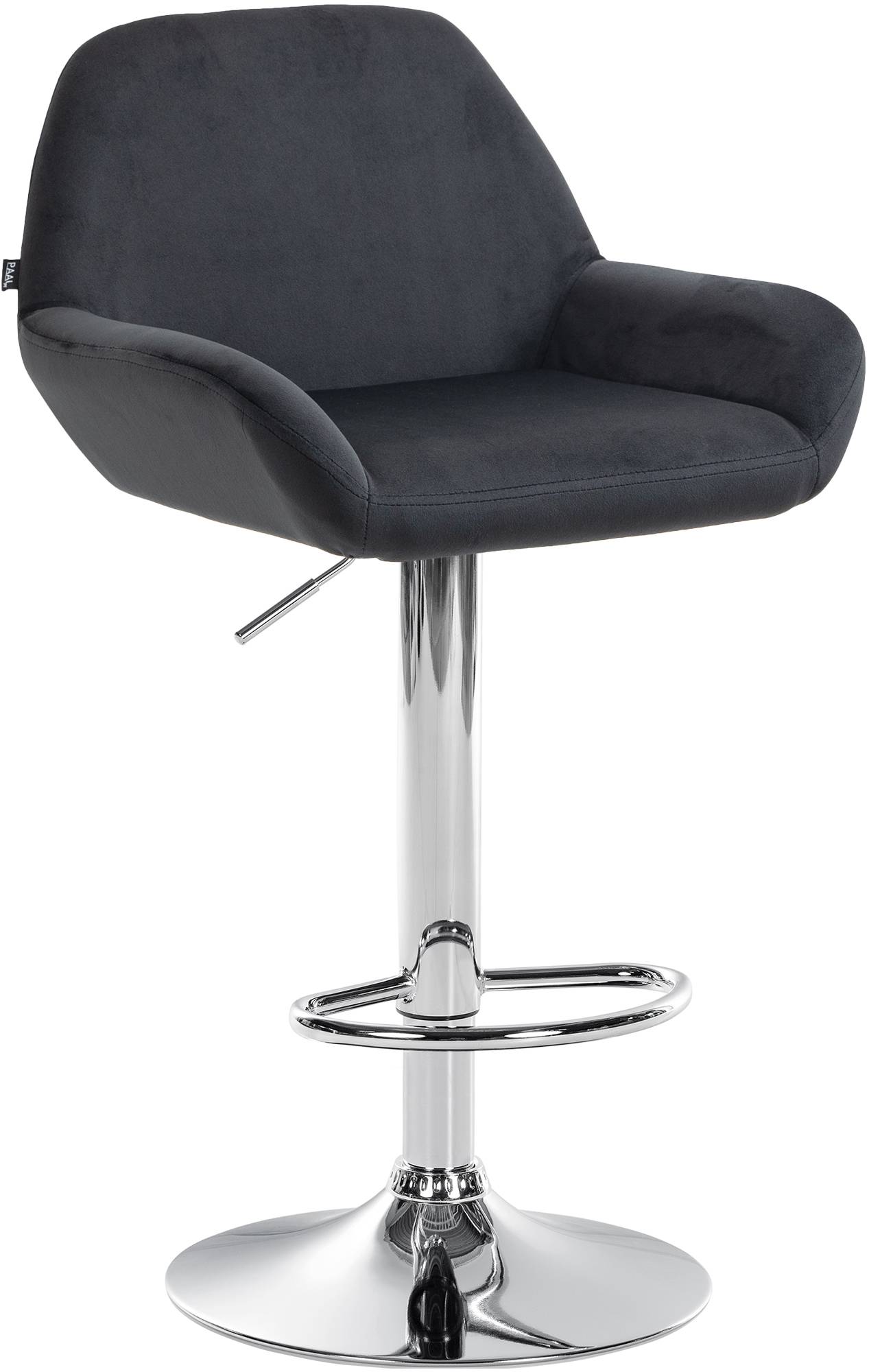CLP Barhocker Braga Samtbezug mit Metallgestell I H&ouml;henverstellbar und 360 drehbar I Moderner Barstuhl mit Fu&szlig;st&uuml;tze f&uuml;r K&uuml;che und Bar 