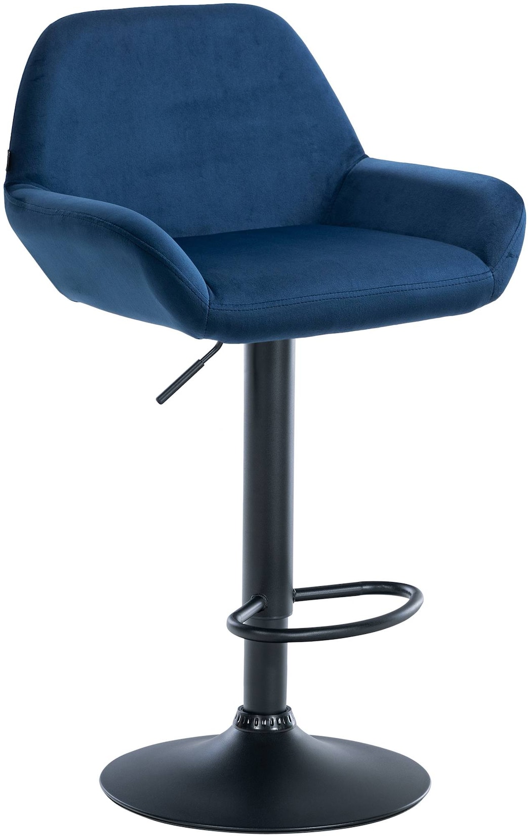CLP Barhocker Braga Samt schwarz Farbe: blau, Gestell Farbe: schwarz