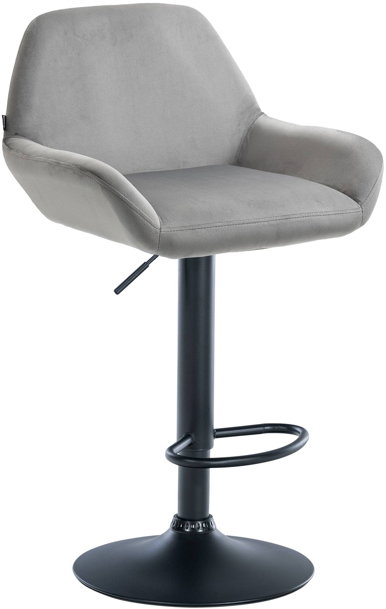 CLP Barhocker Braga Samtbezug mit Metallgestell I H&ouml;henverstellbar und 360 drehbar I Moderner Barstuhl mit Fu&szlig;st&uuml;tze f&uuml;r K&uuml;che und Bar 