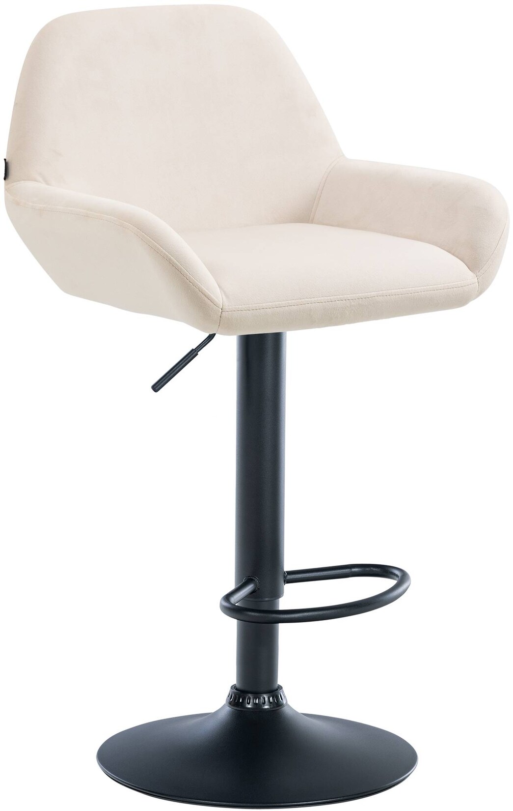 CLP Barhocker Braga Samt schwarz Farbe: creme, Gestell Farbe: schwarz