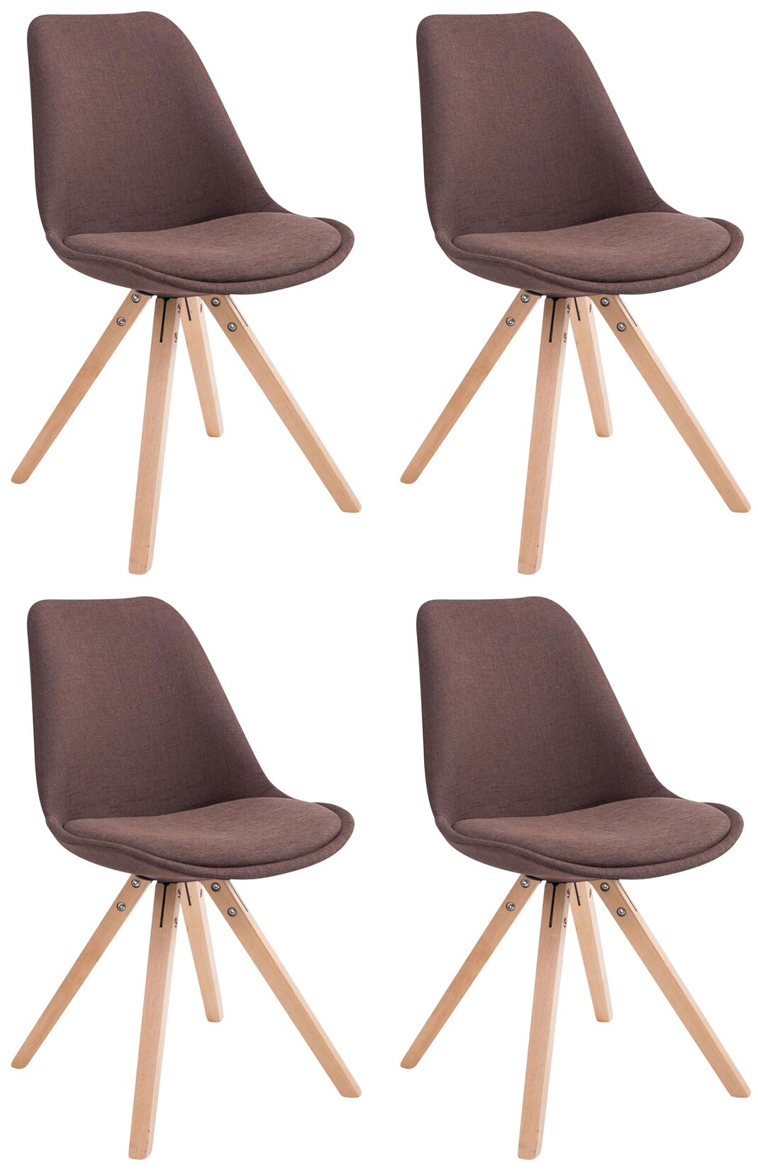 CLP 4er Set Besucherstuhl Toulouse Stoff Square Natura Farbe: braun, Gestell Farbe: natur
