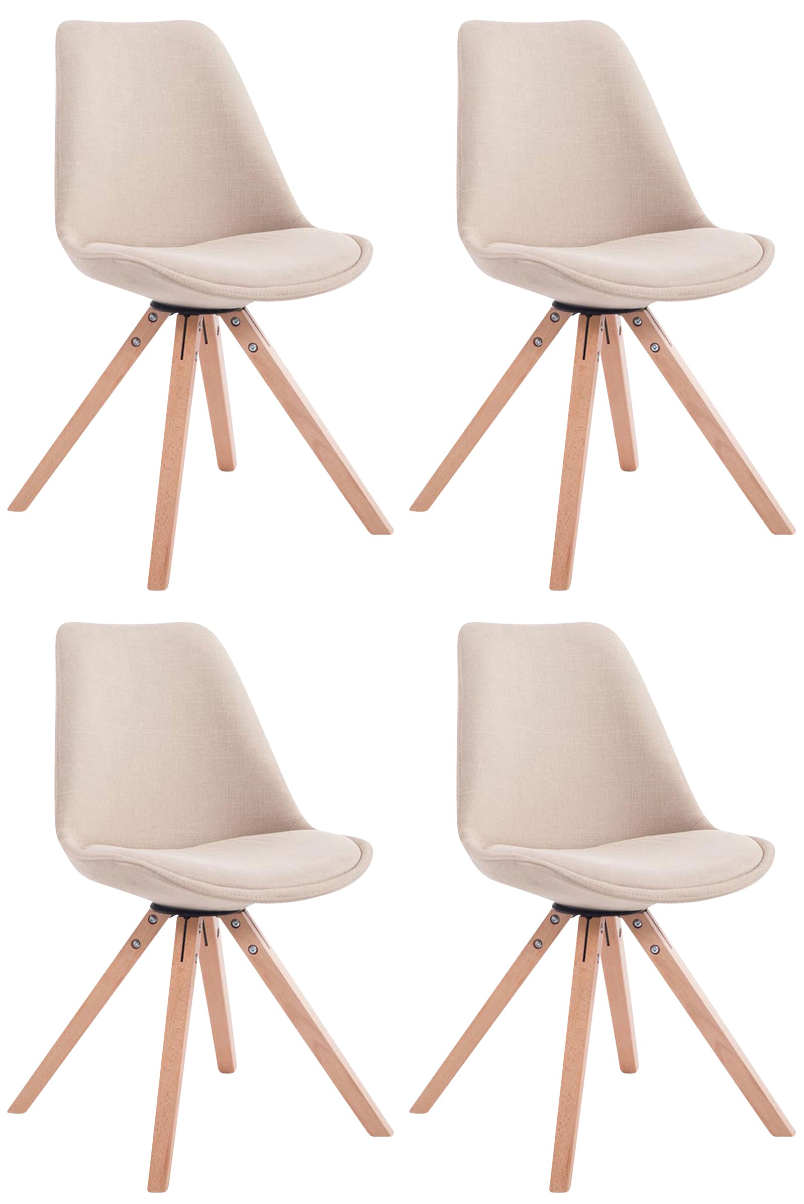 CLP 4er Set Esszimmer-Stuhl Toulouse Stoff Square mit Stoffbezug und hochwertigem Sitzpolster I Mit Stabilem Holzgestell I Sitzh&ouml;he 48 cm 