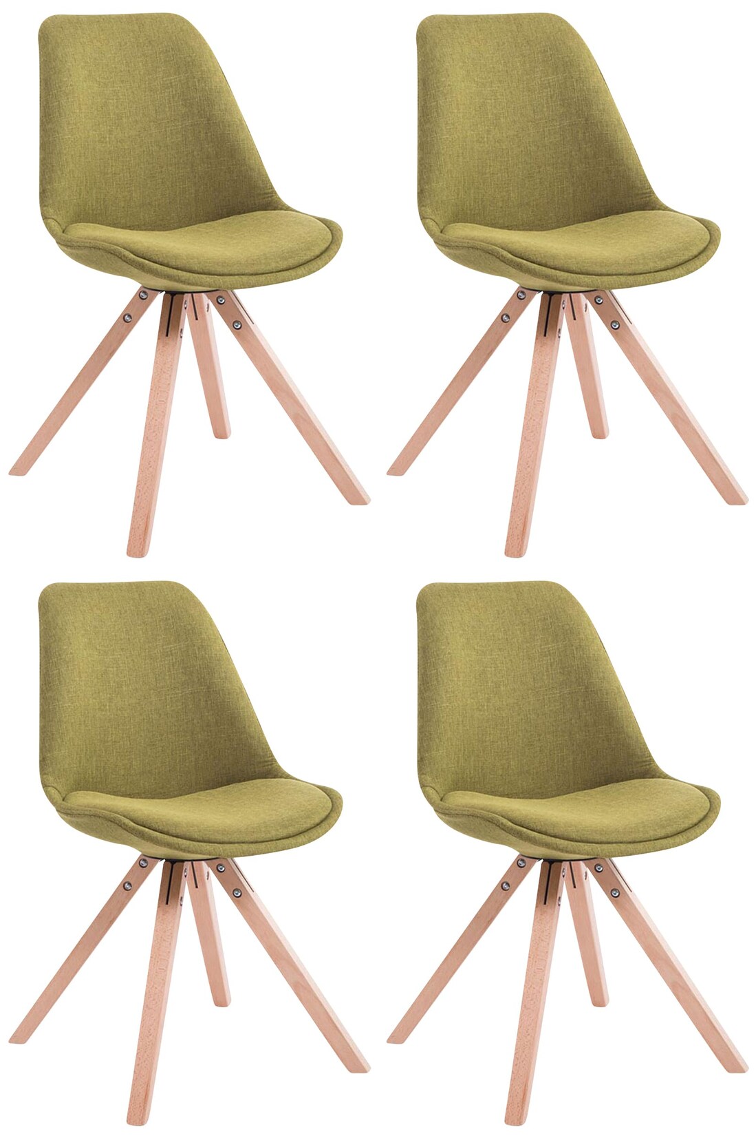 CLP 4er Set Besucherstuhl Toulouse Stoff Square Natura Farbe: grün, Gestell Farbe: natur
