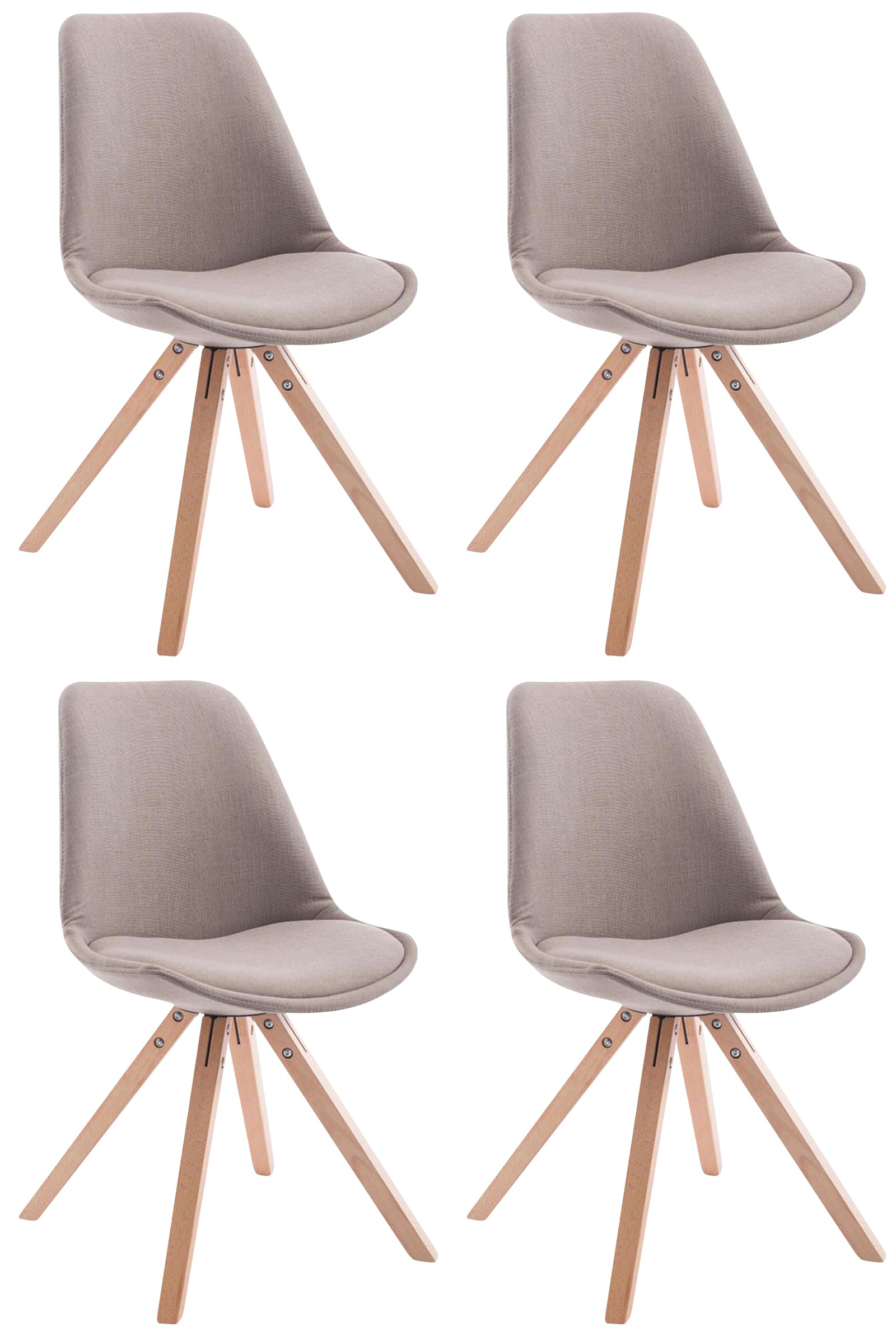 CLP 4er Set Esszimmer-Stuhl Toulouse Stoff Square mit Stoffbezug und hochwertigem Sitzpolster I Mit Stabilem Holzgestell I Sitzh&ouml;he 48 cm 
