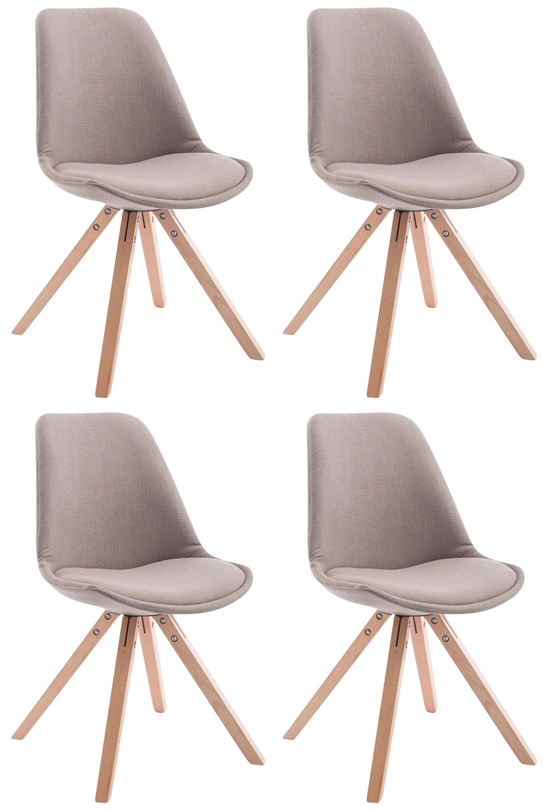 CLP 4er Set Besucherstuhl Toulouse Stoff Square Natura Farbe: taupe, Gestell Farbe: natur