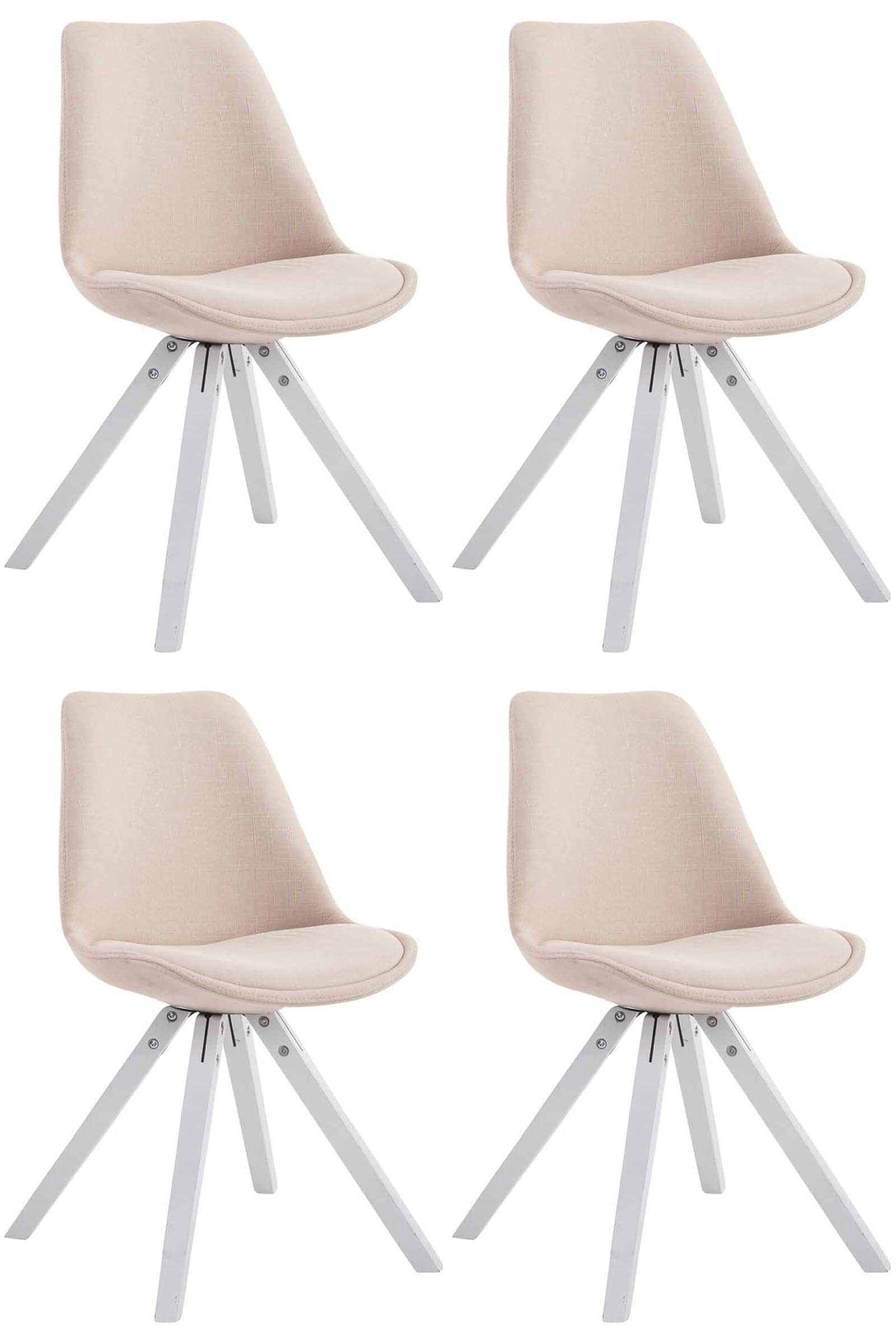 CLP 4er Set Esszimmer-Stuhl Toulouse Stoff Square mit Stoffbezug und hochwertigem Sitzpolster I Mit Stabilem Holzgestell I Sitzh&ouml;he 48 cm 