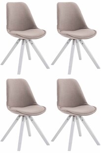 CLP 4er Set Esszimmer-Stuhl Toulouse Stoff Square mit Stoffbezug und hochwertigem Sitzpolster I Mit Stabilem Holzgestell I Sitzhöhe 48 cm 